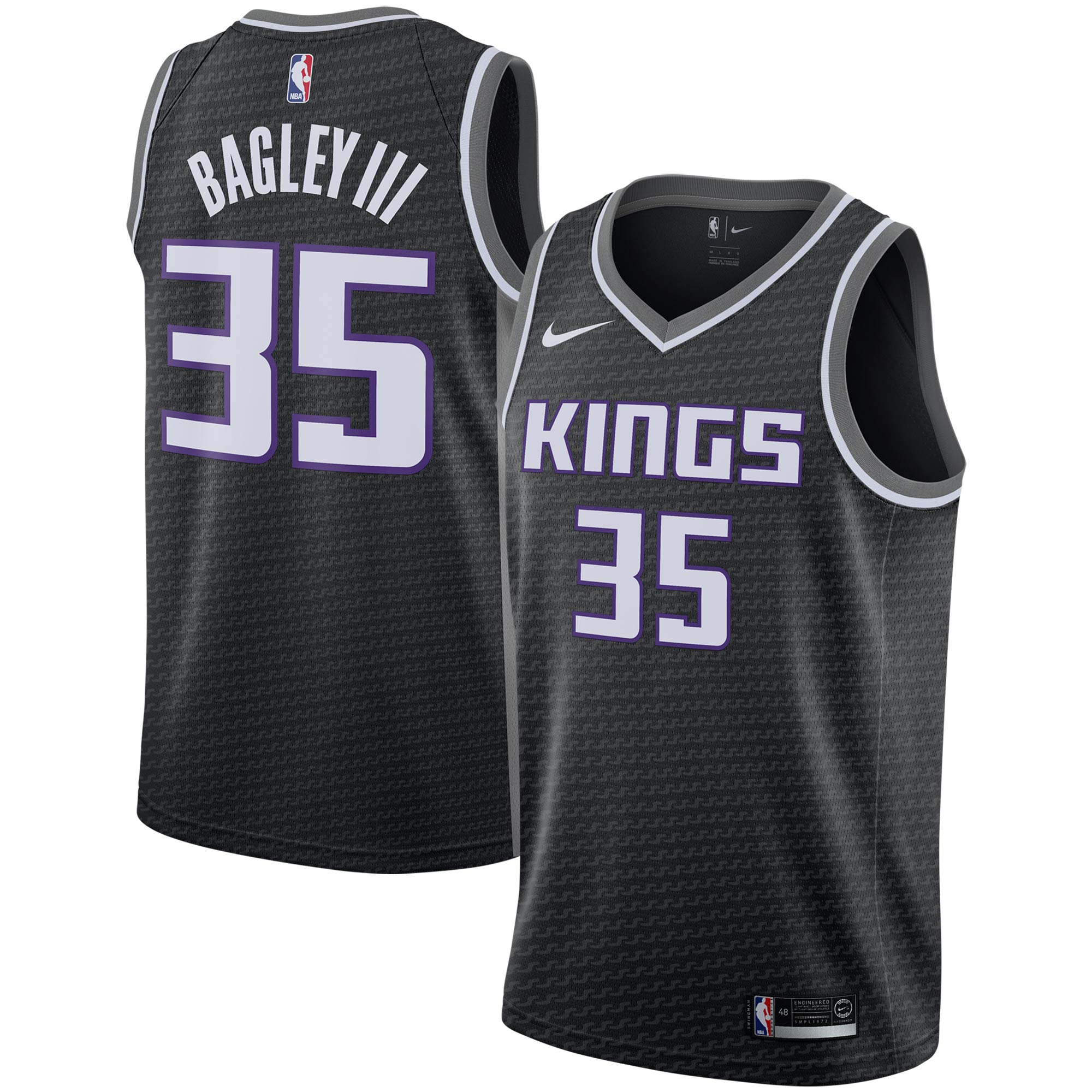 Marvin Bagley III Sacramento Kings Nike 2019/2020 Swingman Jersey - Statement Edition - Black - vstockx