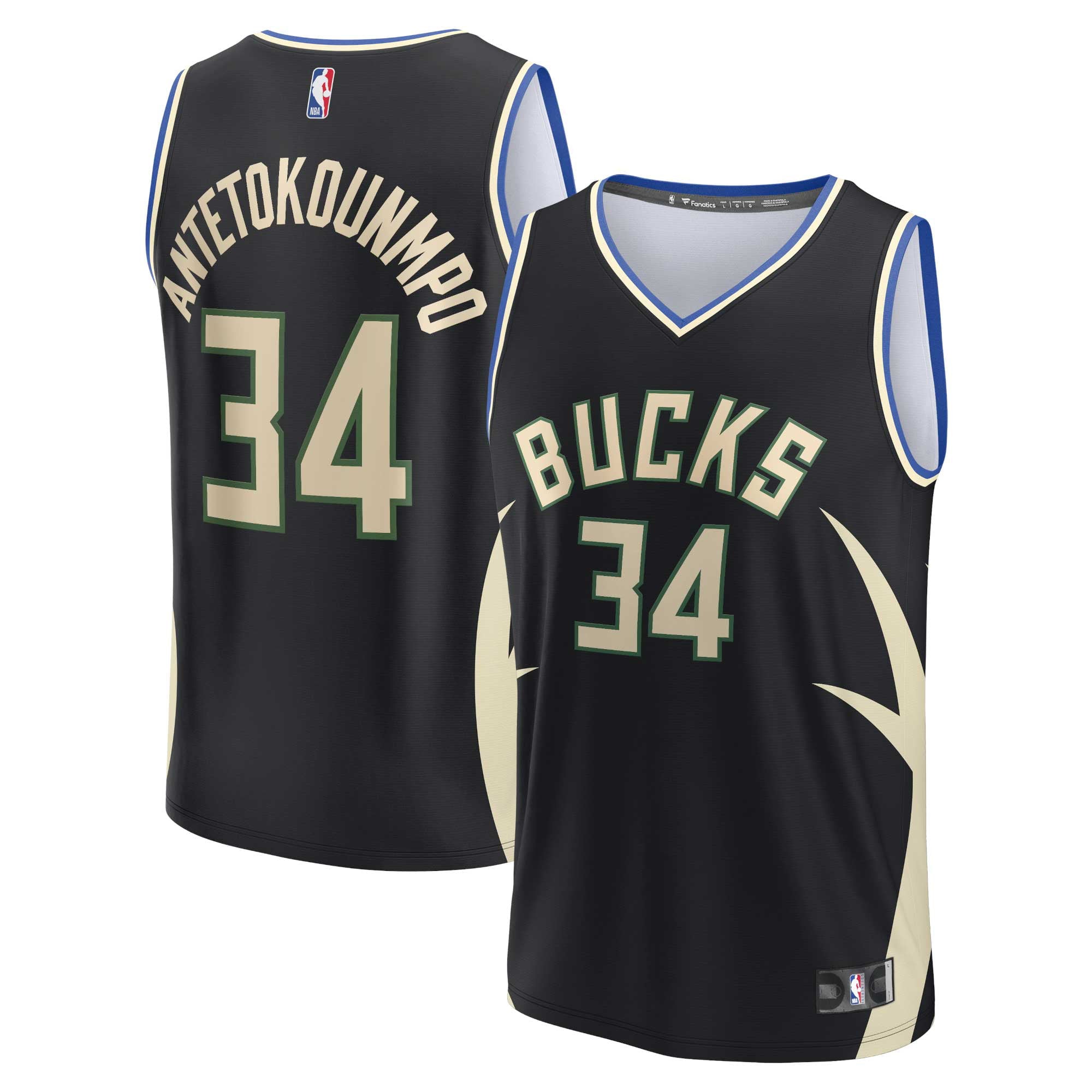 Men's Fanatics Branded Giannis Antetokounmpo Black Milwaukee Bucks Fast Break Replica Player Jersey - Statement Edition - vstockx