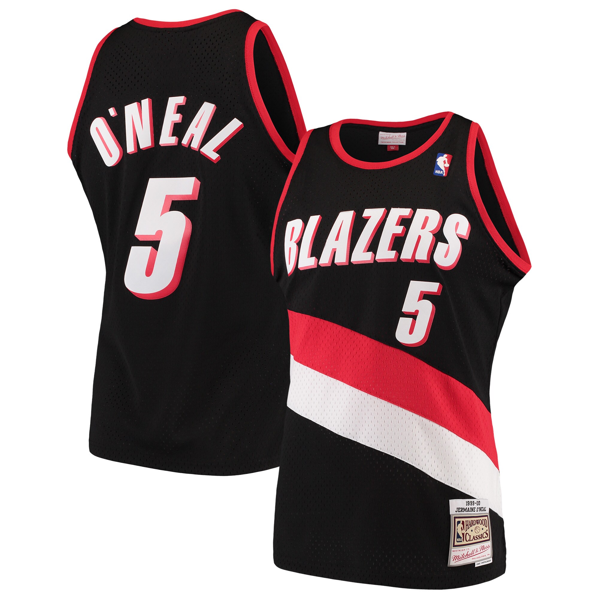 Jermaine O'Neal Portland Trail Blazers Mitchell & Ness Hardwood Classics Swingman Jersey - Black - vstockx