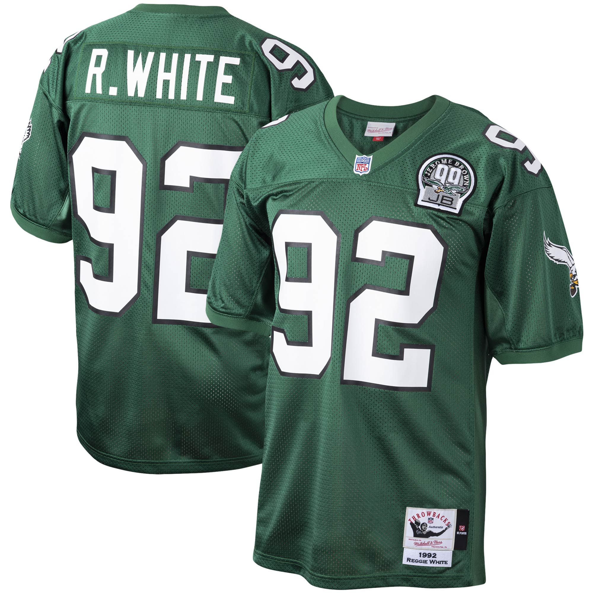 Reggie White Philadelphia Eagles Mitchell & Ness 1992 Authentic Throwback Retired Player Jersey - Kelly Green - vstockx