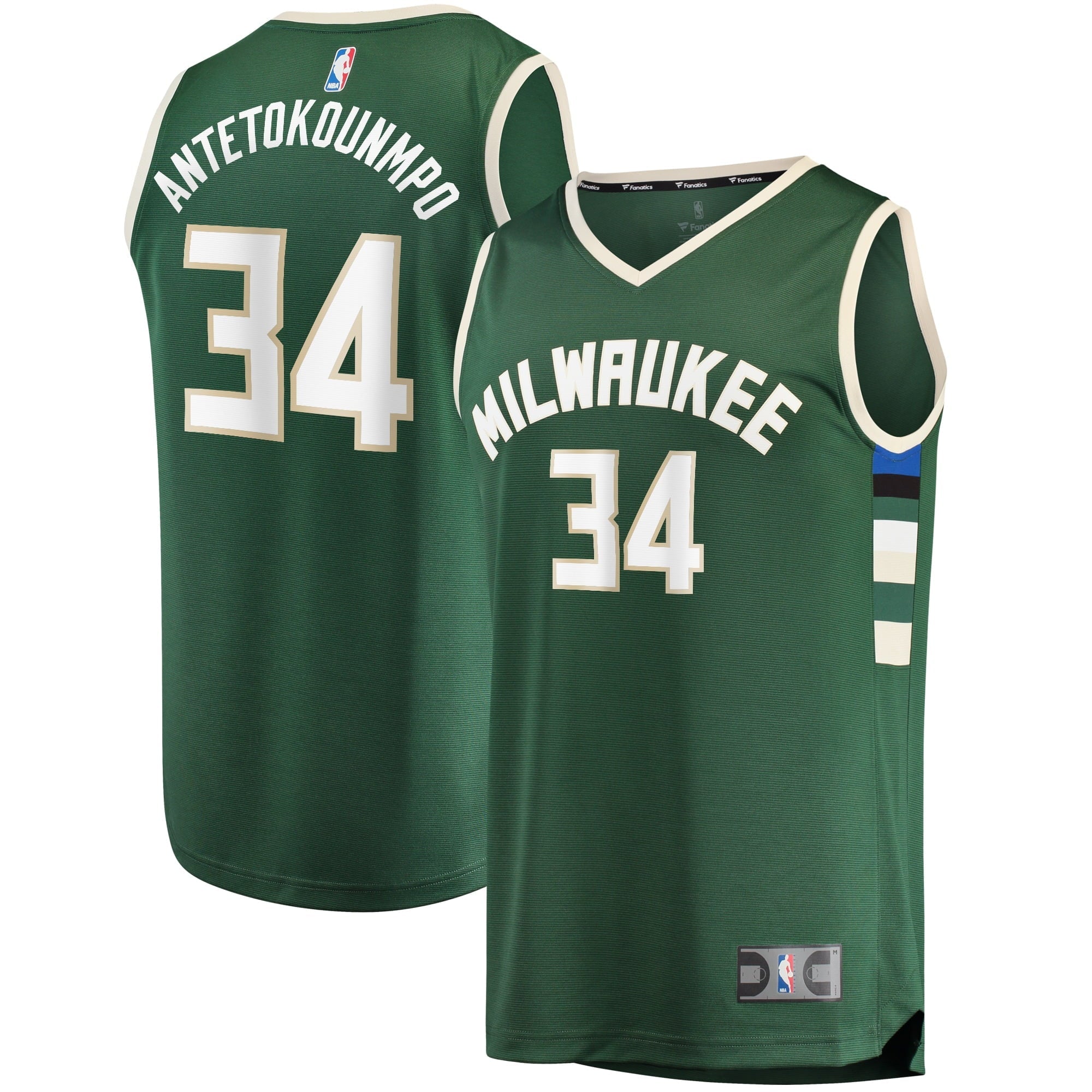 Men's Fanatics Branded Giannis Antetokounmpo Hunter Green Milwaukee Bucks Fast Break Replica Player Jersey - Icon - vstockx