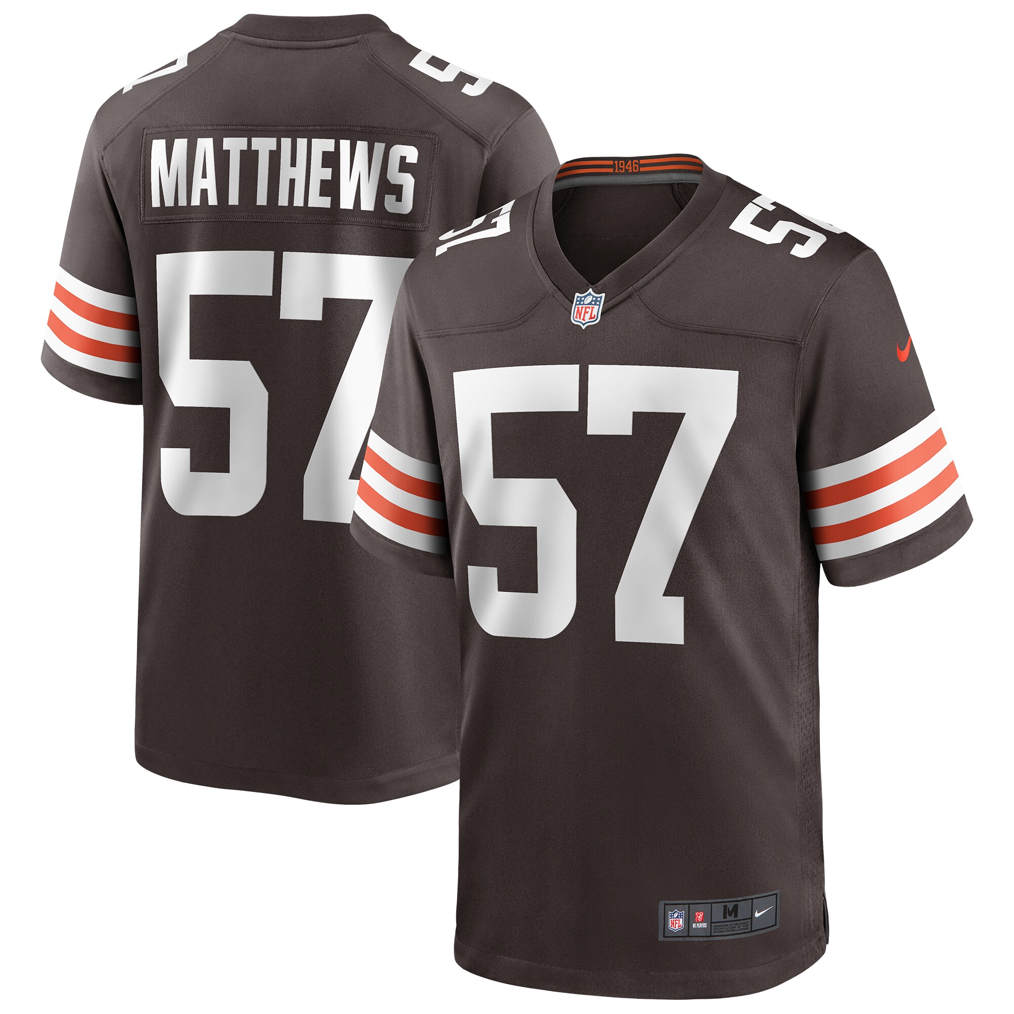Clay Matthews Cleveland Browns Nike Game Retired Player Jersey - Brown - vstockx