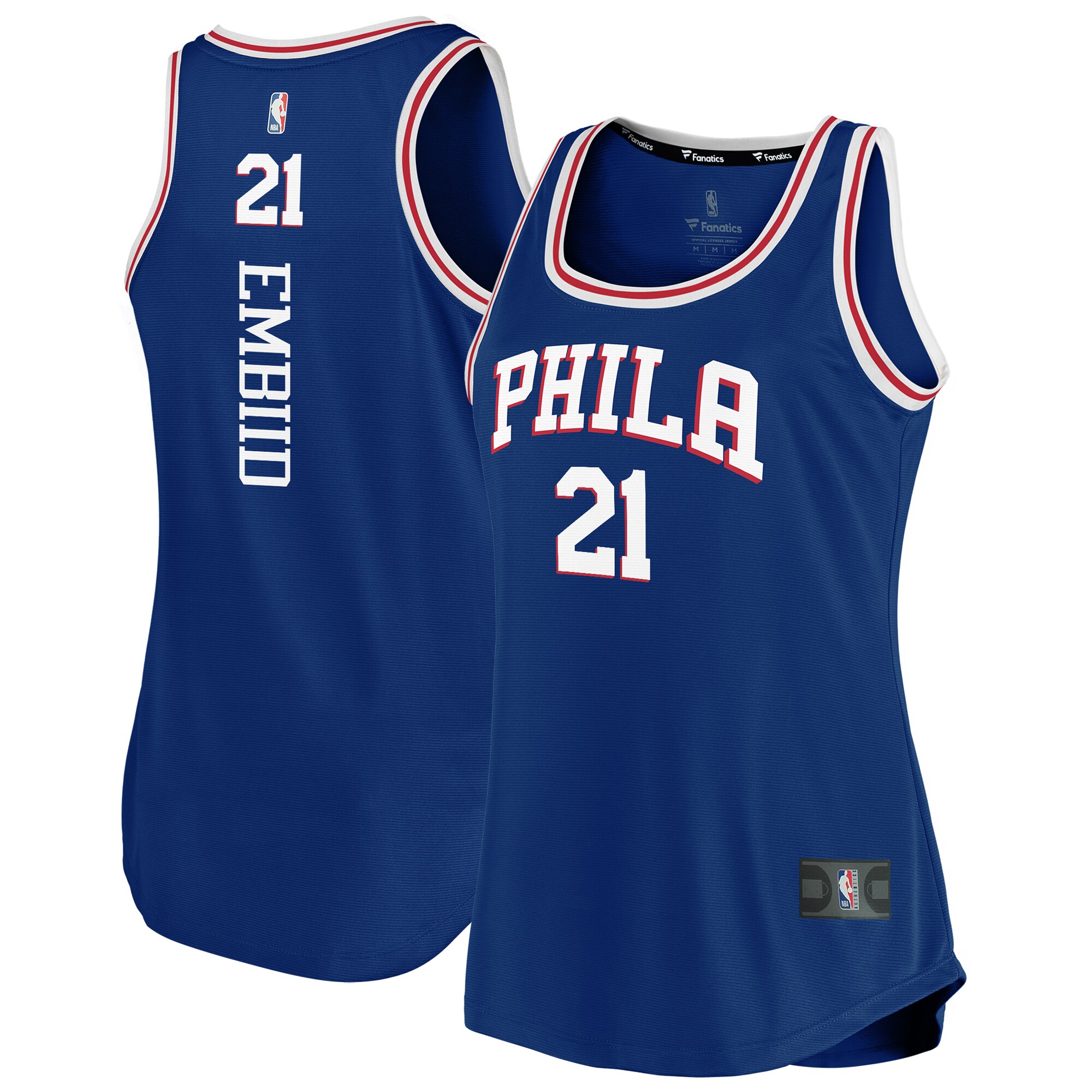 Joel Embiid Philadelphia 76ers Fanatics Branded Women's 2019/20 Fast Break Team Tank Jersey - Icon Edition - Royal - vstockx