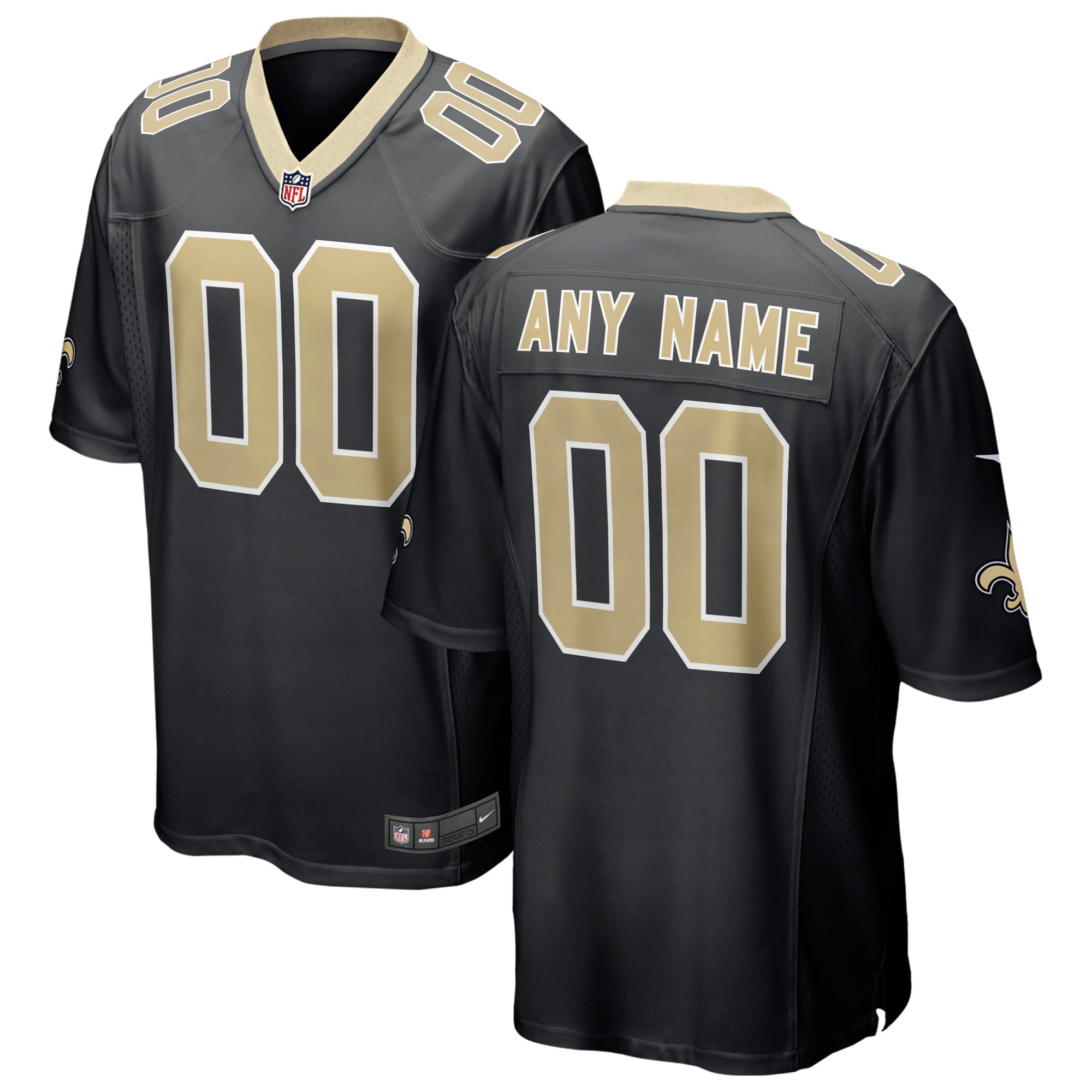 New Orleans Saints Nike Custom Game Jersey - Black - vstockx