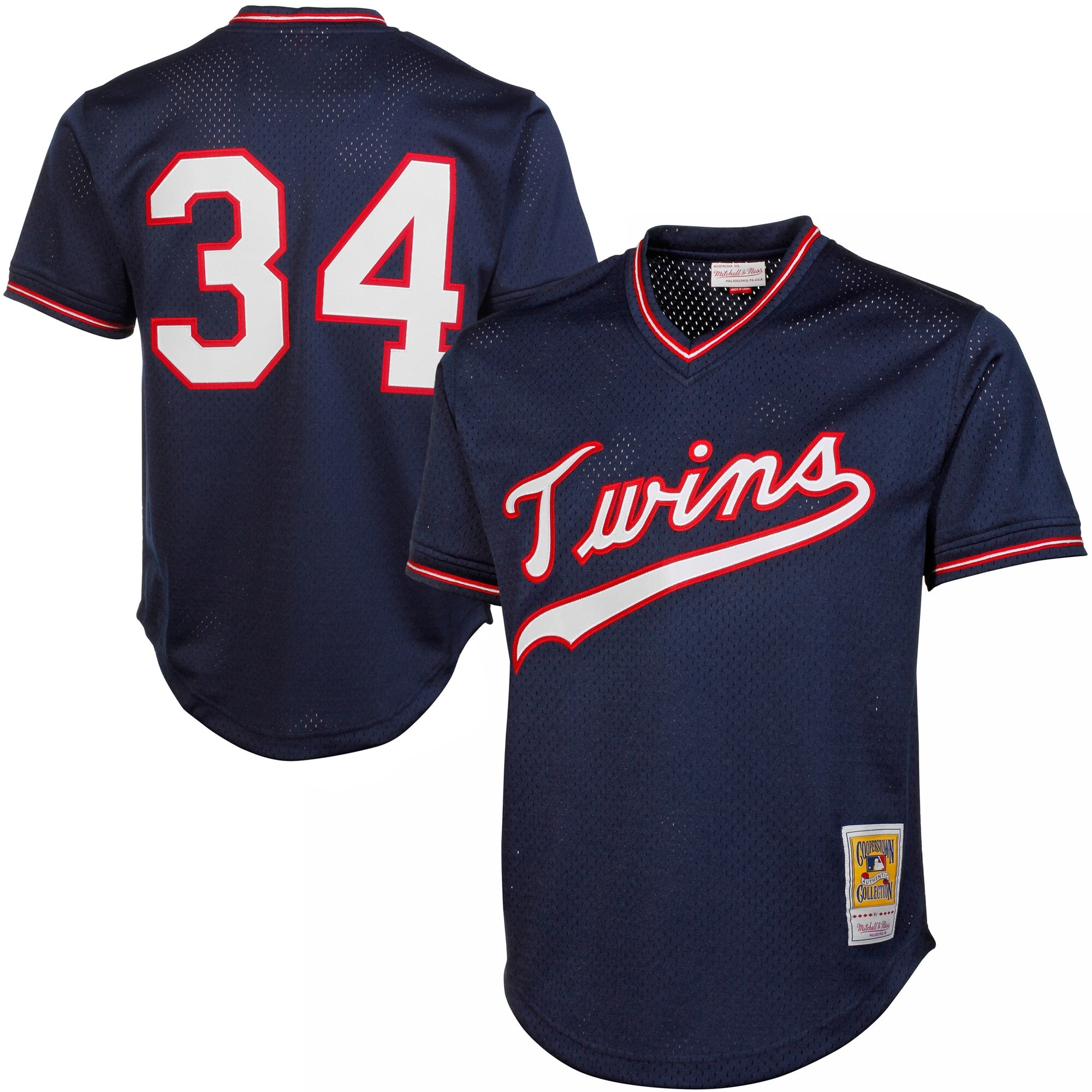 Kirby Puckett Minnesota Twins Mitchell & Ness 1985 Authentic Cooperstown Collection Mesh Batting Practice Jersey - Navy - vstockx