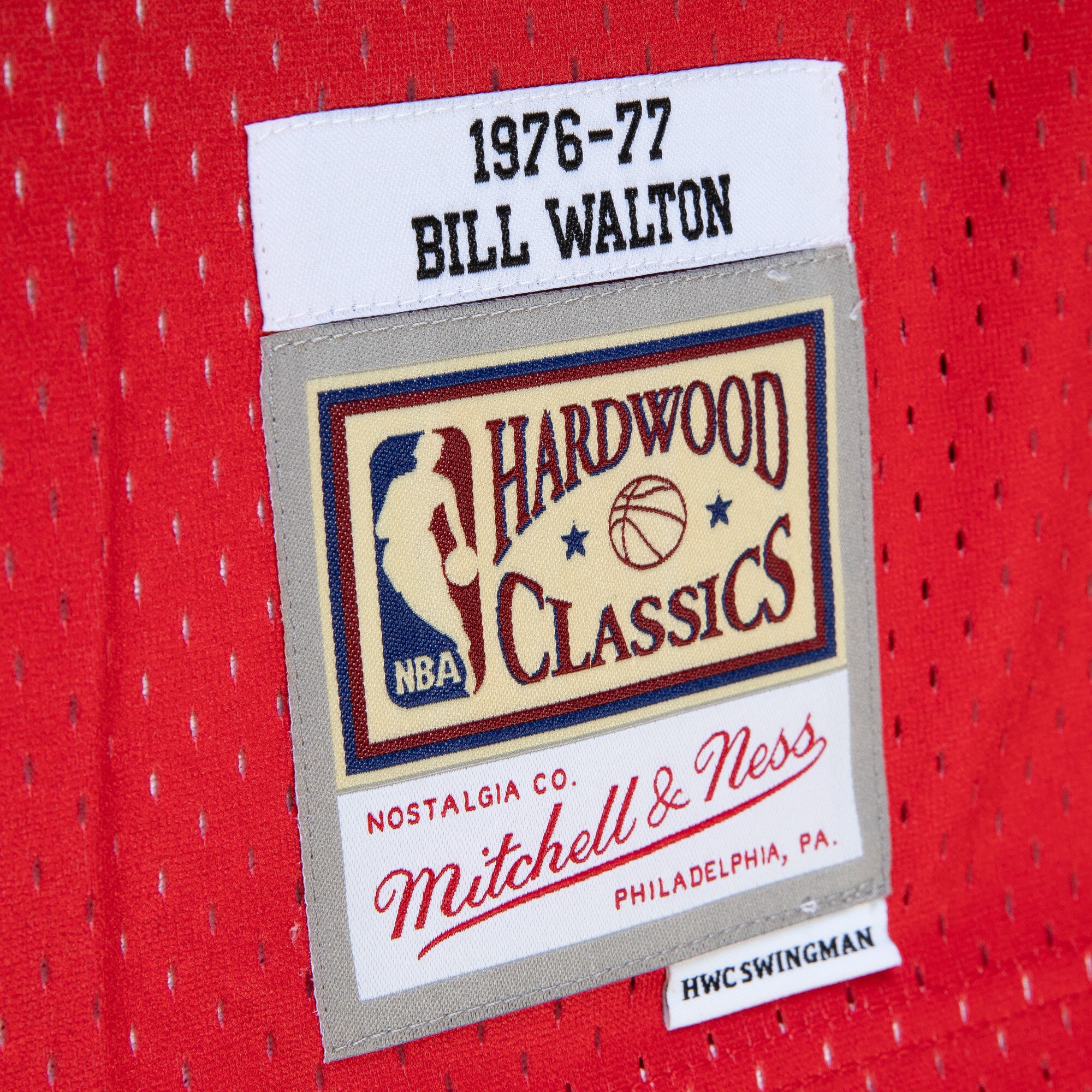 Bill Walton Portland Trail Blazers Mitchell & Ness 1976/77 Hardwood Classics Fadeaway Swingman Player Jersey - Red/Black - vstockx