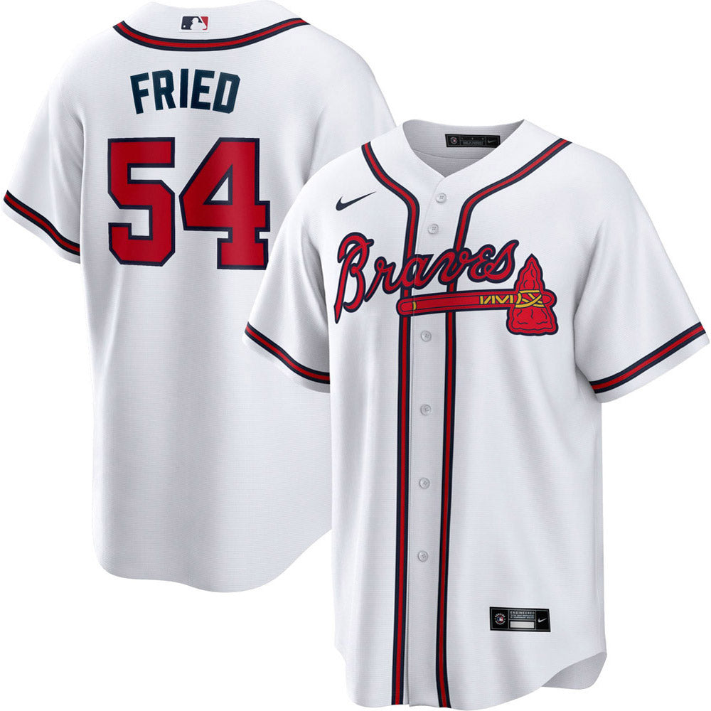 Youth Atlanta Braves Max Fried Cool Base Replica Home Jersey - White - vstockx
