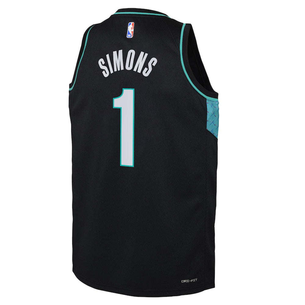 Youth Portland Trail Blazers Anfernee Simons City Edition Jersey - Black - vstockx