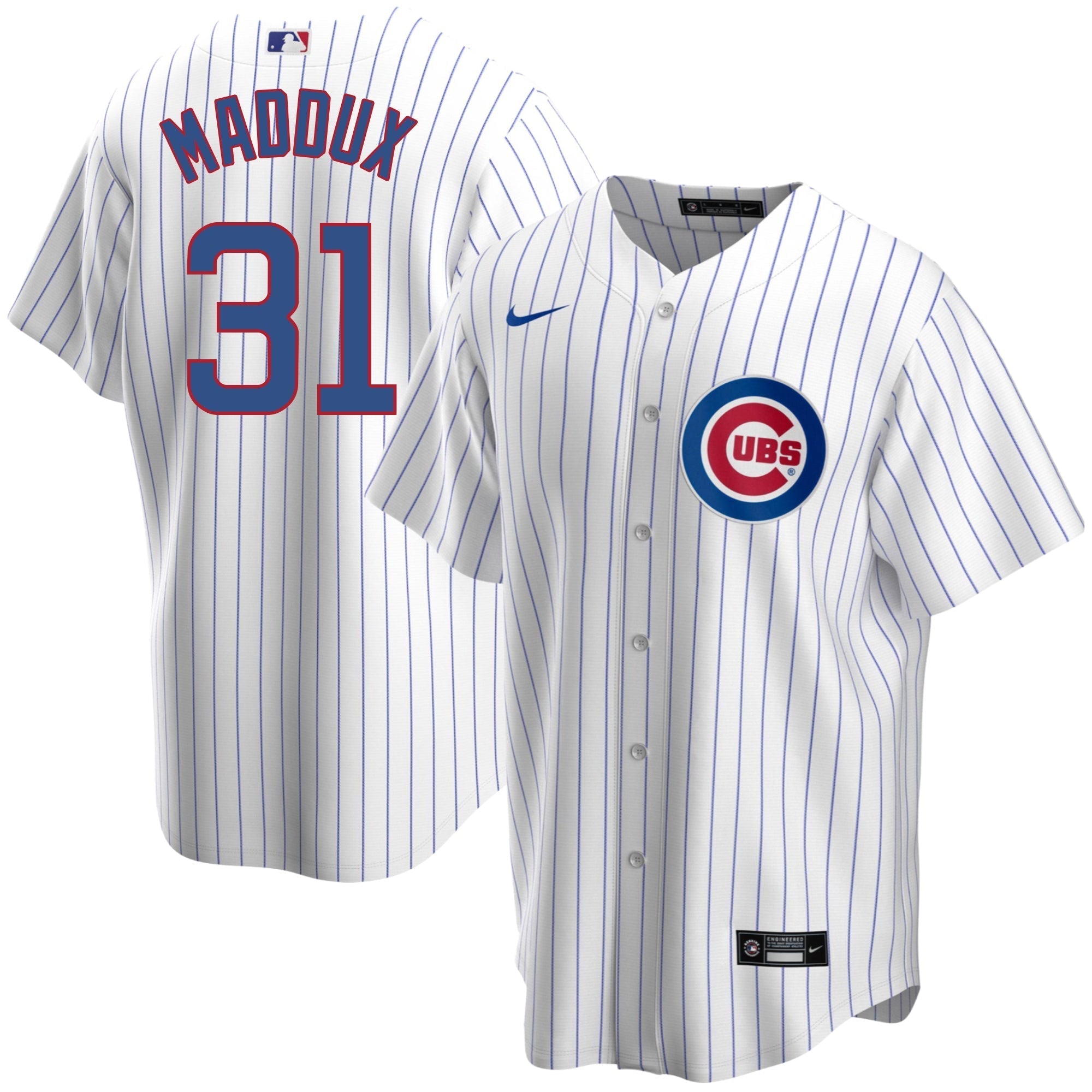 Greg Maddux Chicago Cubs Home Pinstripe Men's Replica Jersey - vstockx