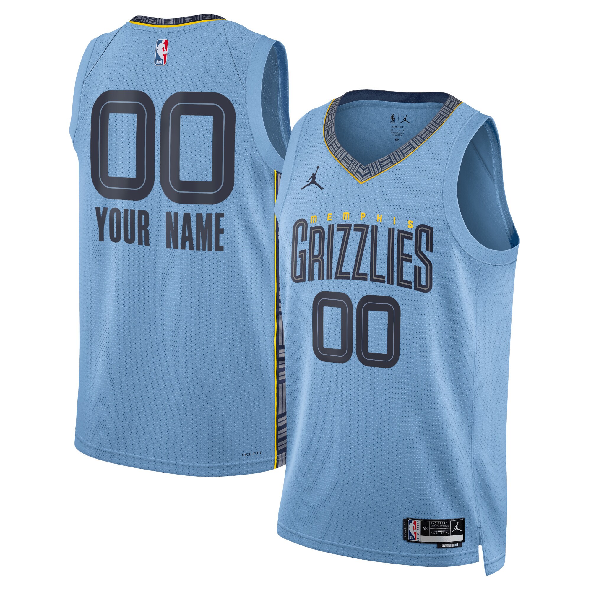 Memphis Grizzlies Jordans Brand Unisex 2022/23 Swingman Custom Jersey - Statement Edition - Blue - vstockx