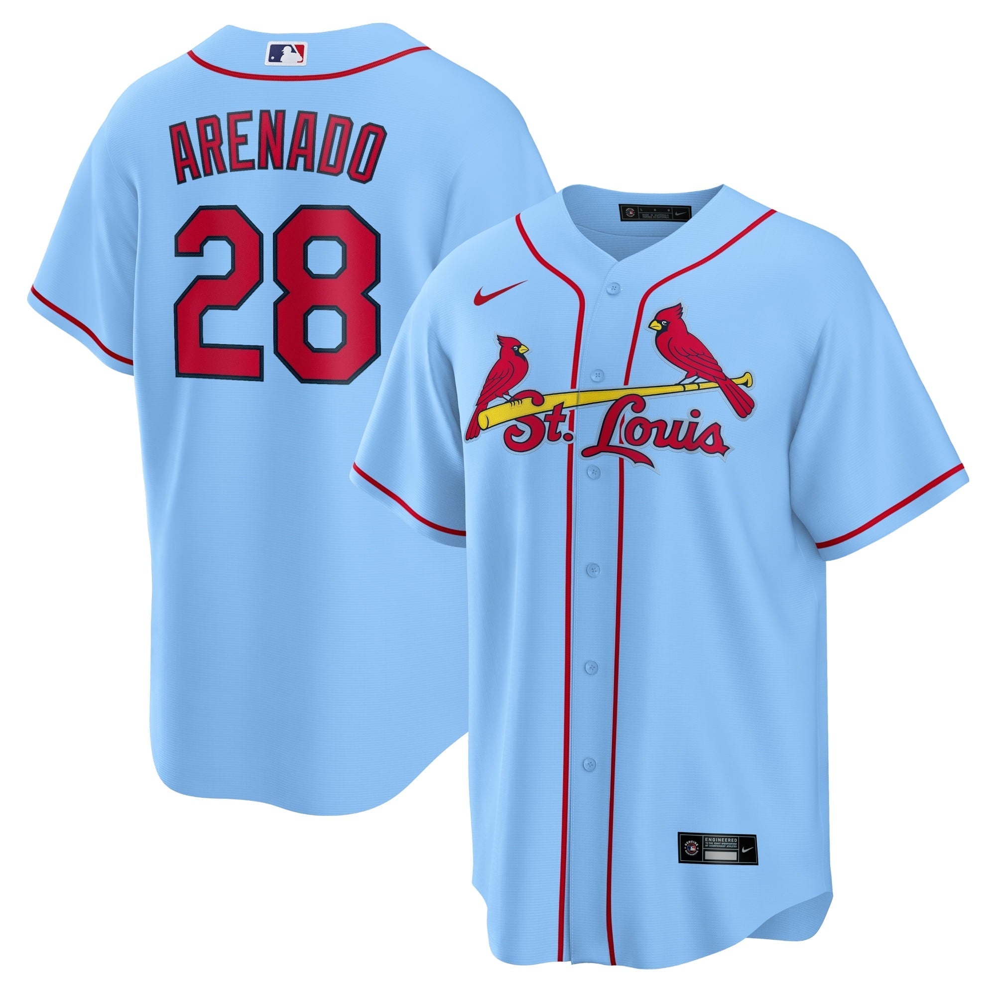 Men's Nike Nolan Arenado Light Blue St. Louis Cardinals Alternate Official Replica Player Jersey - vstockx