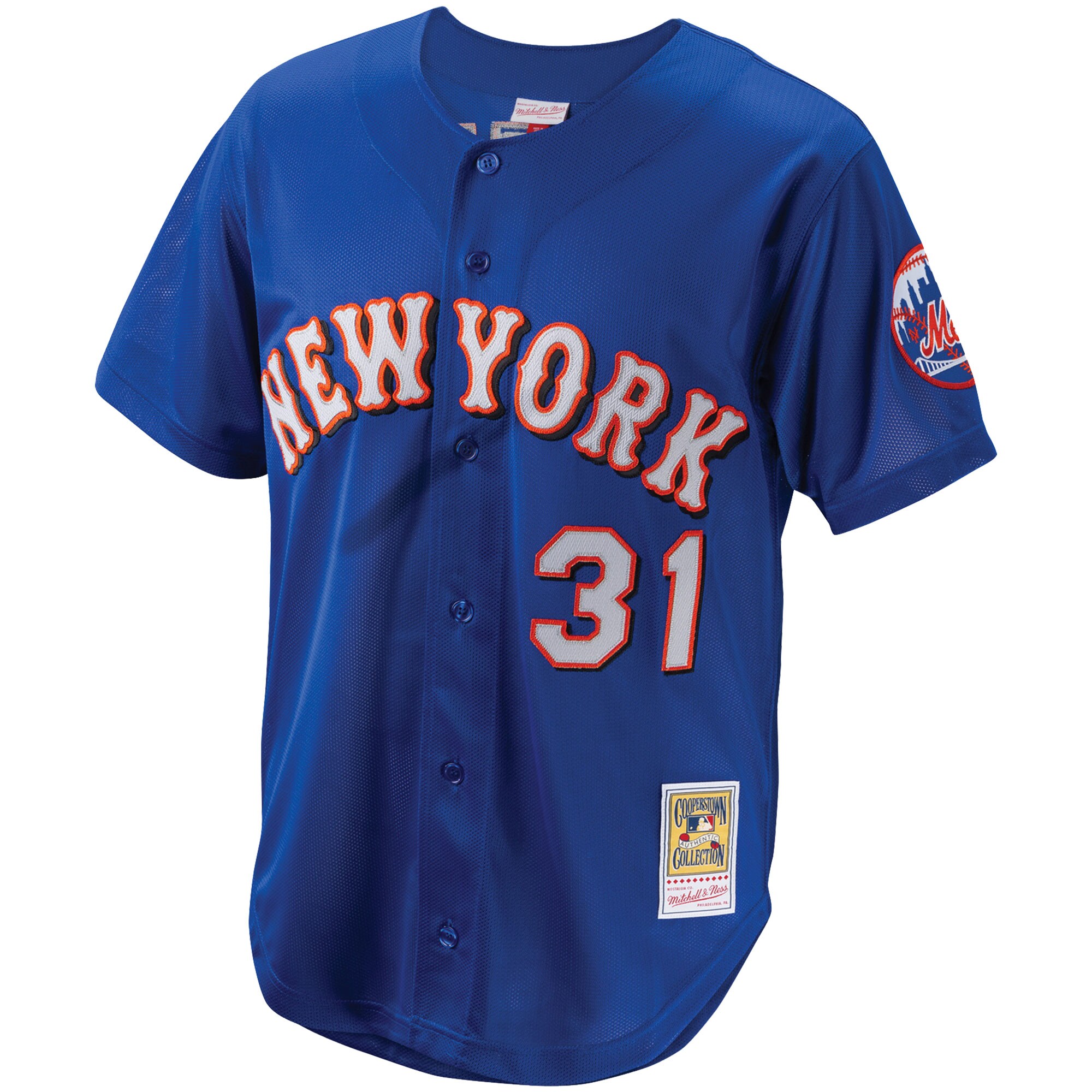 Mike Piazza New York Mets Mitchell & Ness Cooperstown Collection Mesh Batting Practice Button-Up Jersey - Royal - vstockx