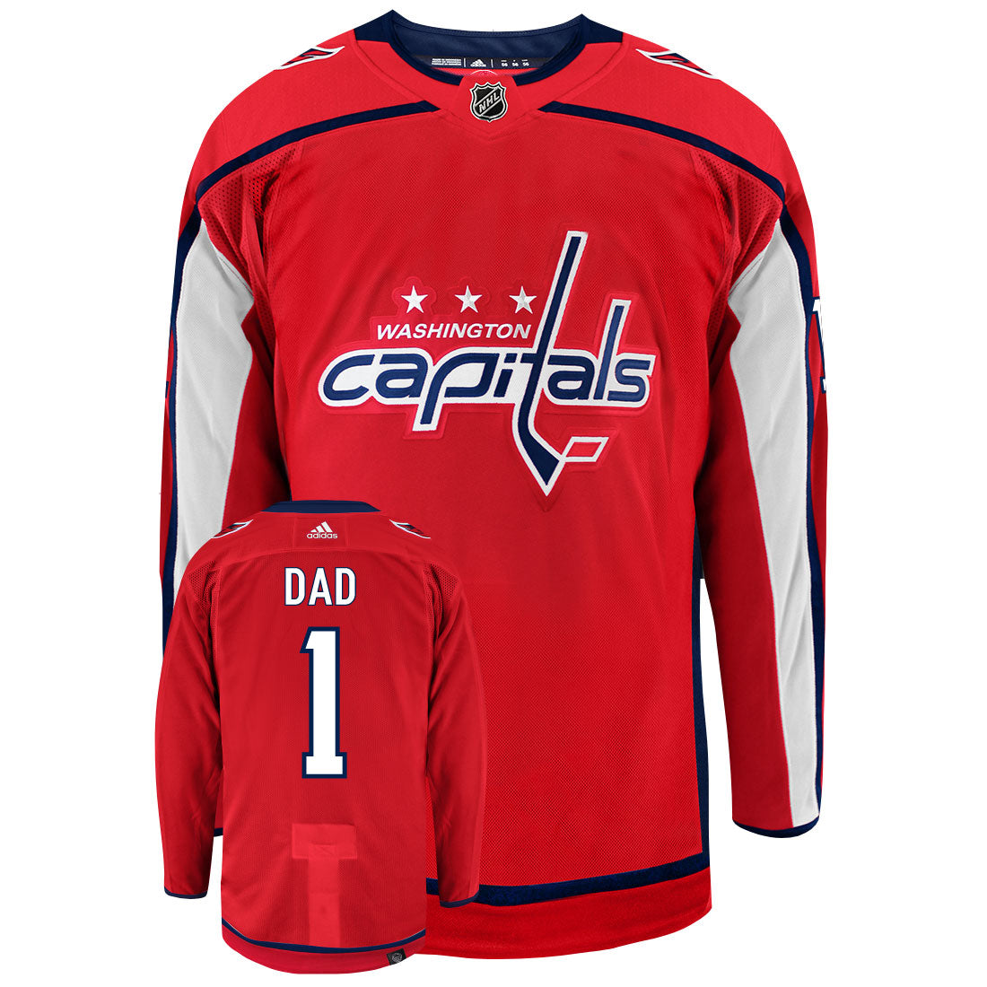 Washington Capitals Dad Number One Adidas Primegreen Authentic NHL Hockey Jersey - vstockx