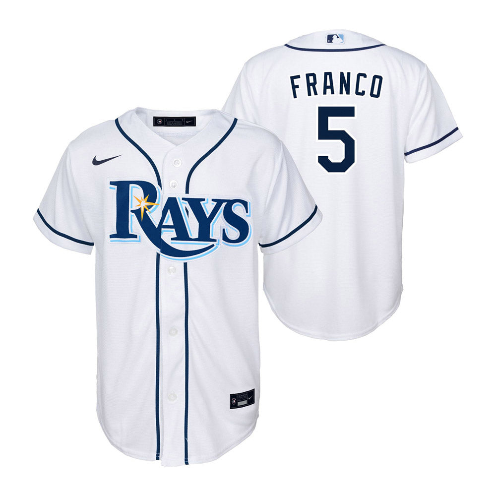 Youth Tampa Bay Rays Wander Franco Cool Base Replica Home Jersey - White - vstockx