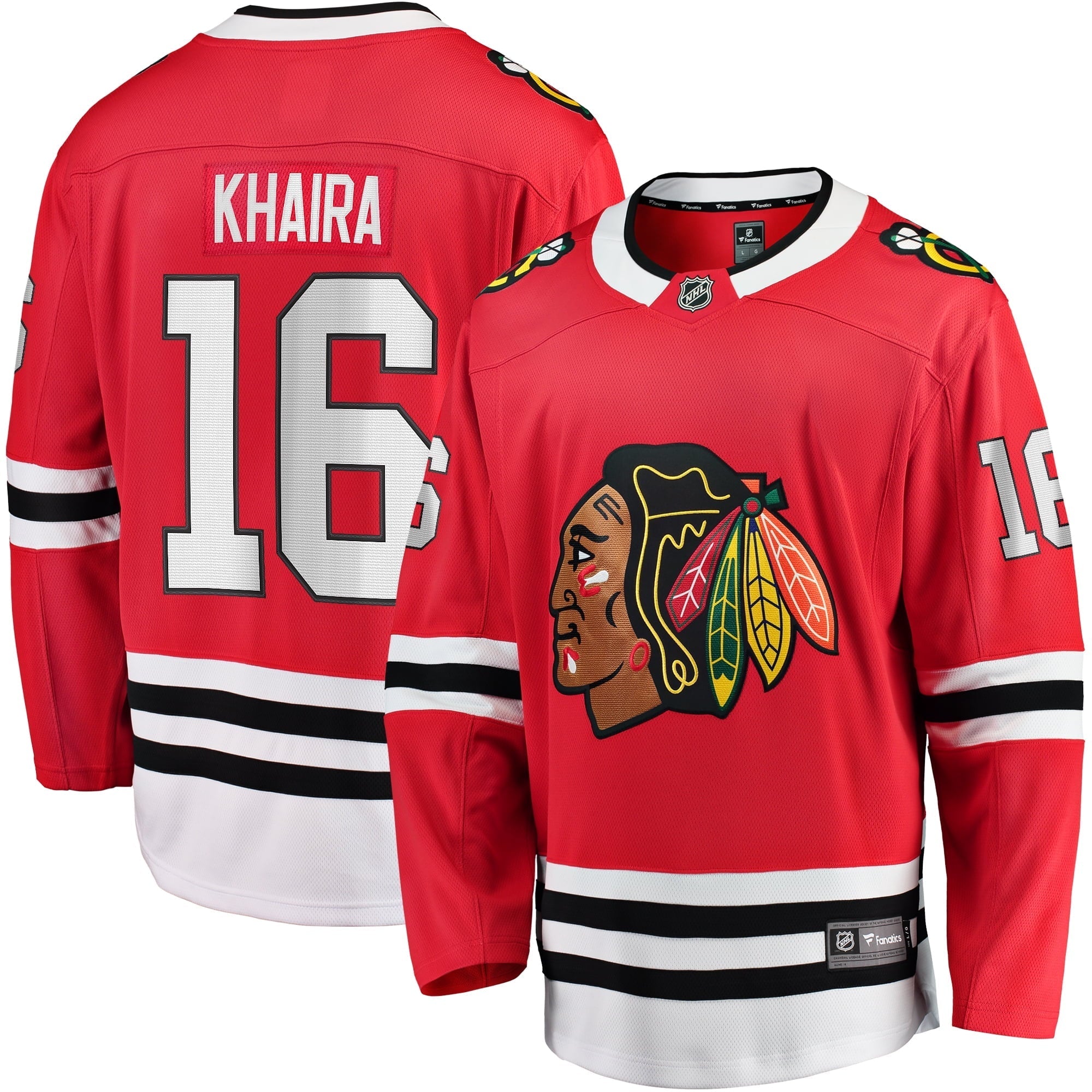 Men's Fanatics Branded Jujhar Khaira Red Chicago Blackhawks Home Team Breakaway Player Jersey - vstockx