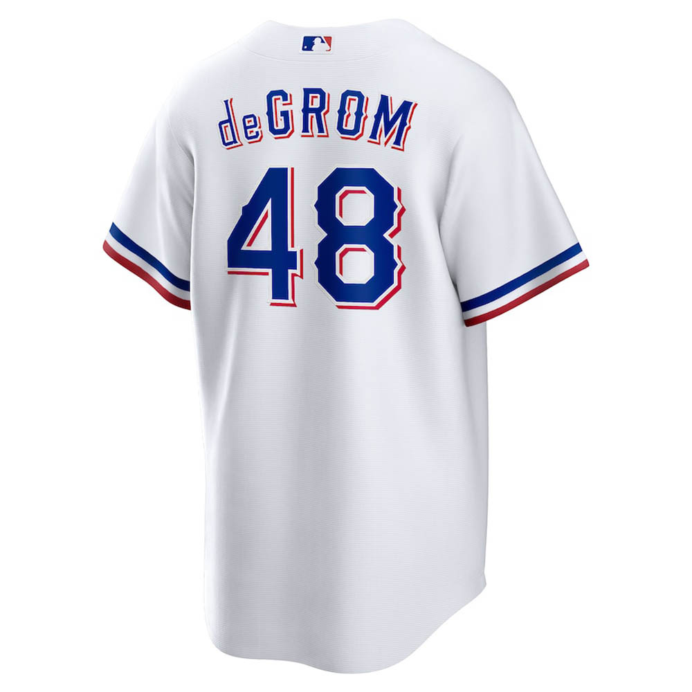 Youth Texas Rangers Jacob deGrom Cool Base Replica Home Jersey - White - vstockx