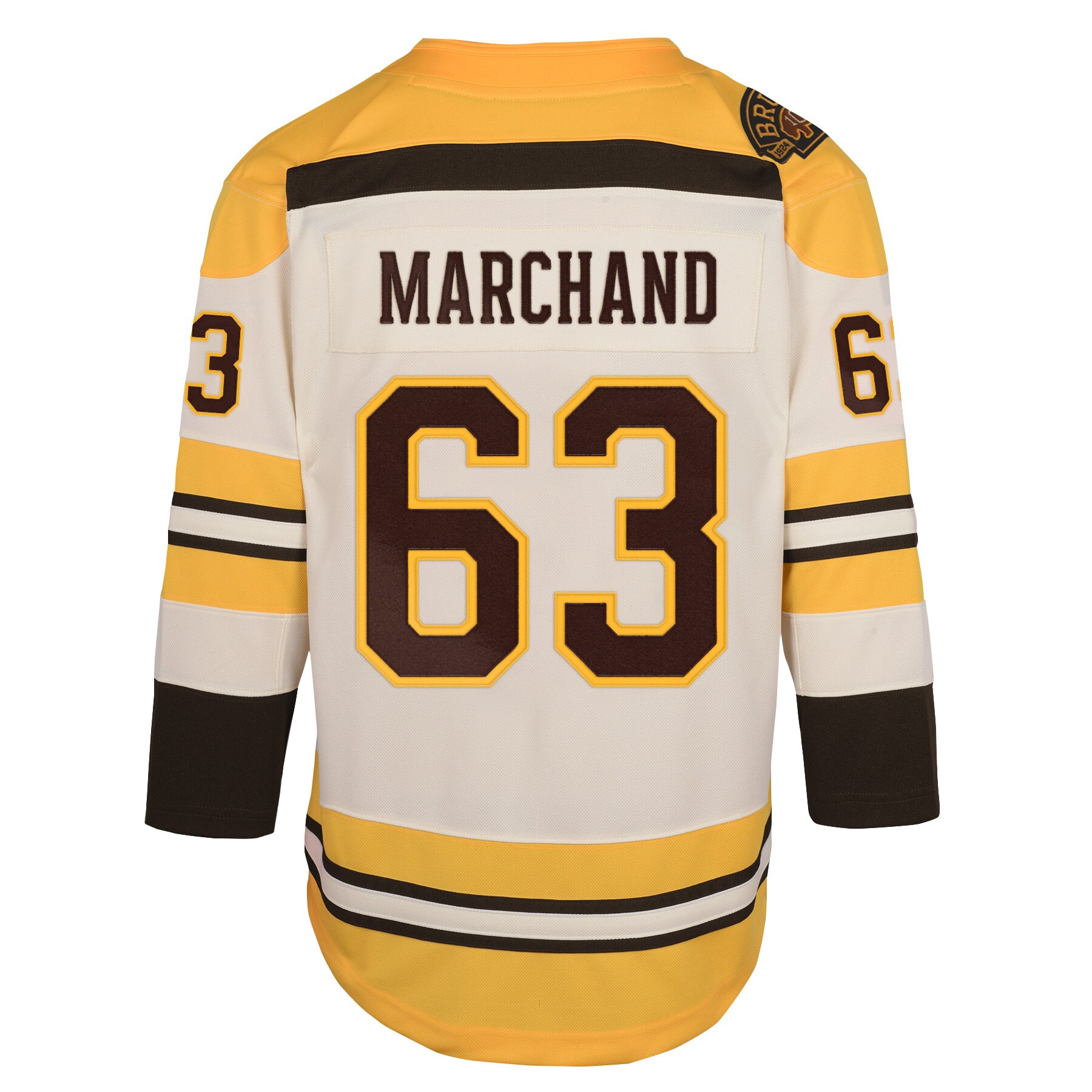 Brad Marchand Boston Bruins Youth 100th Anniversary Premier Player Jersey - Cream - vstockx