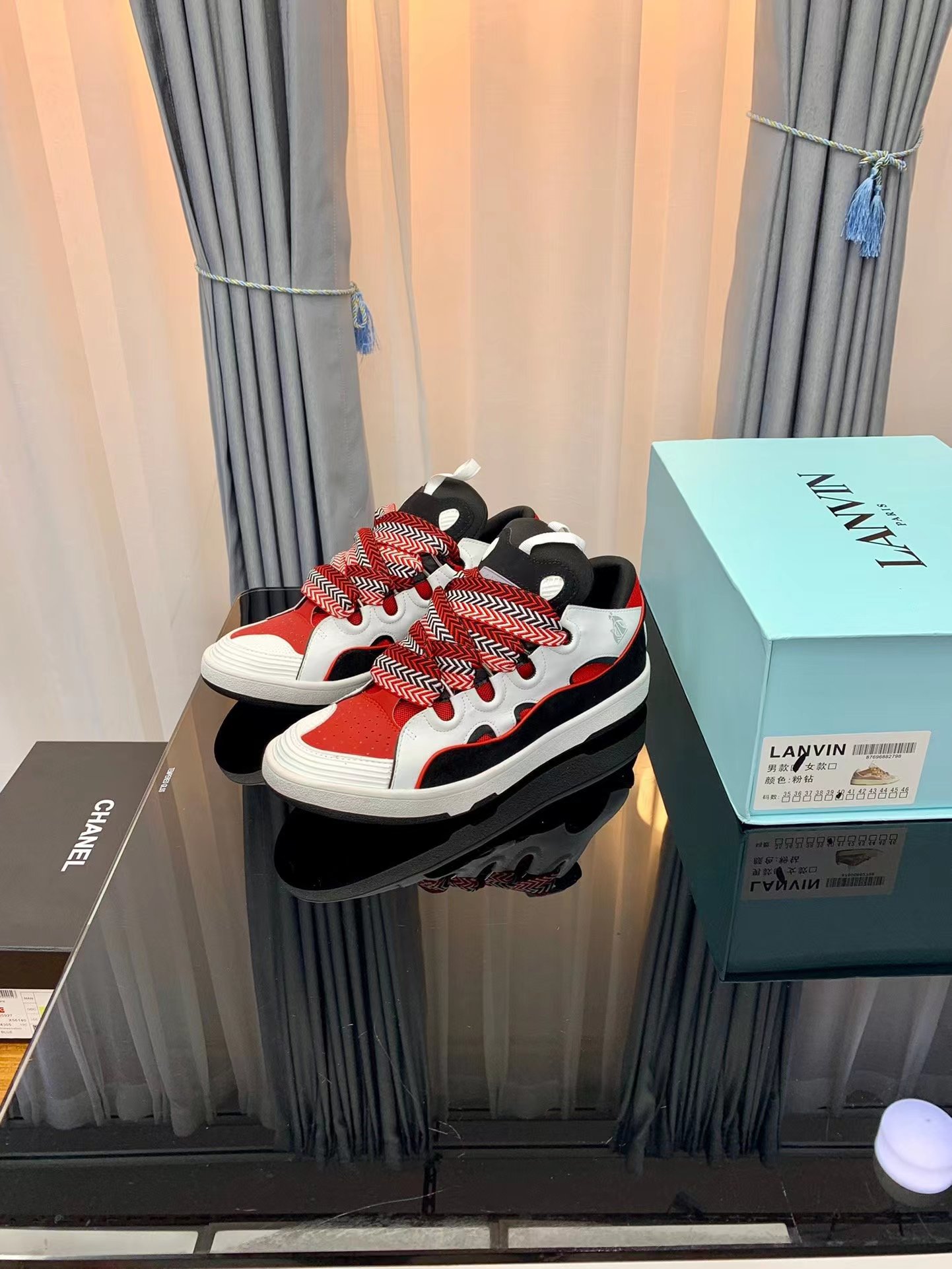 Lanvin Leather Curb Red and white - vstockx
