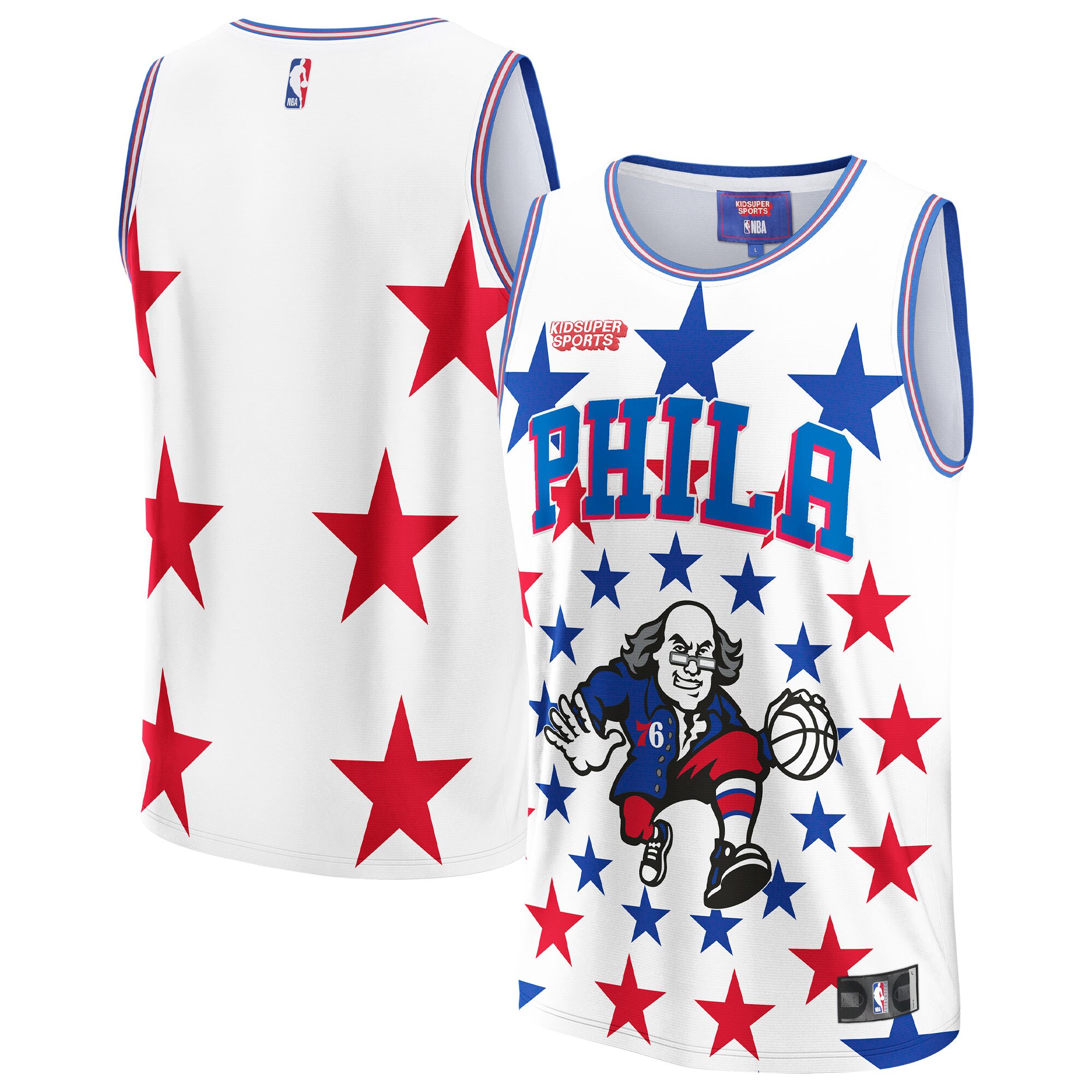 Philadelphia 76ers NBA & KidSuper Studios by Fanatics Unisex Hometown Jersey - White - vstockx