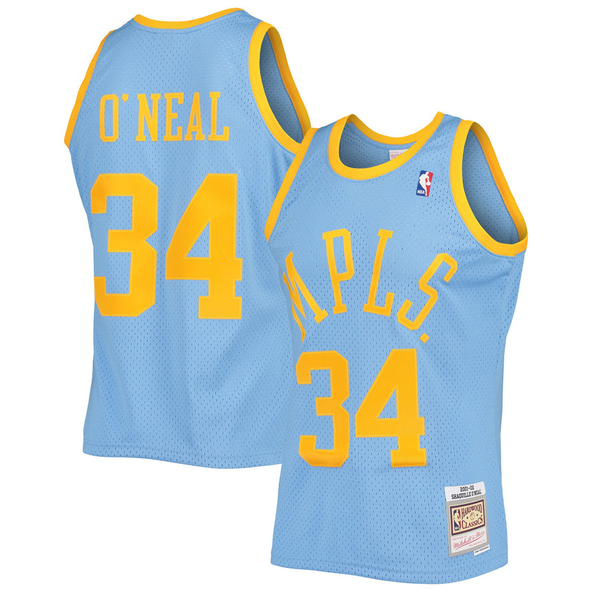 Men's Shaquille O'Neal Los Angeles Lakers Mitchell & Ness 2001-02 Hardwood Classics Swingman Jersey - Powder Blue - vstockx