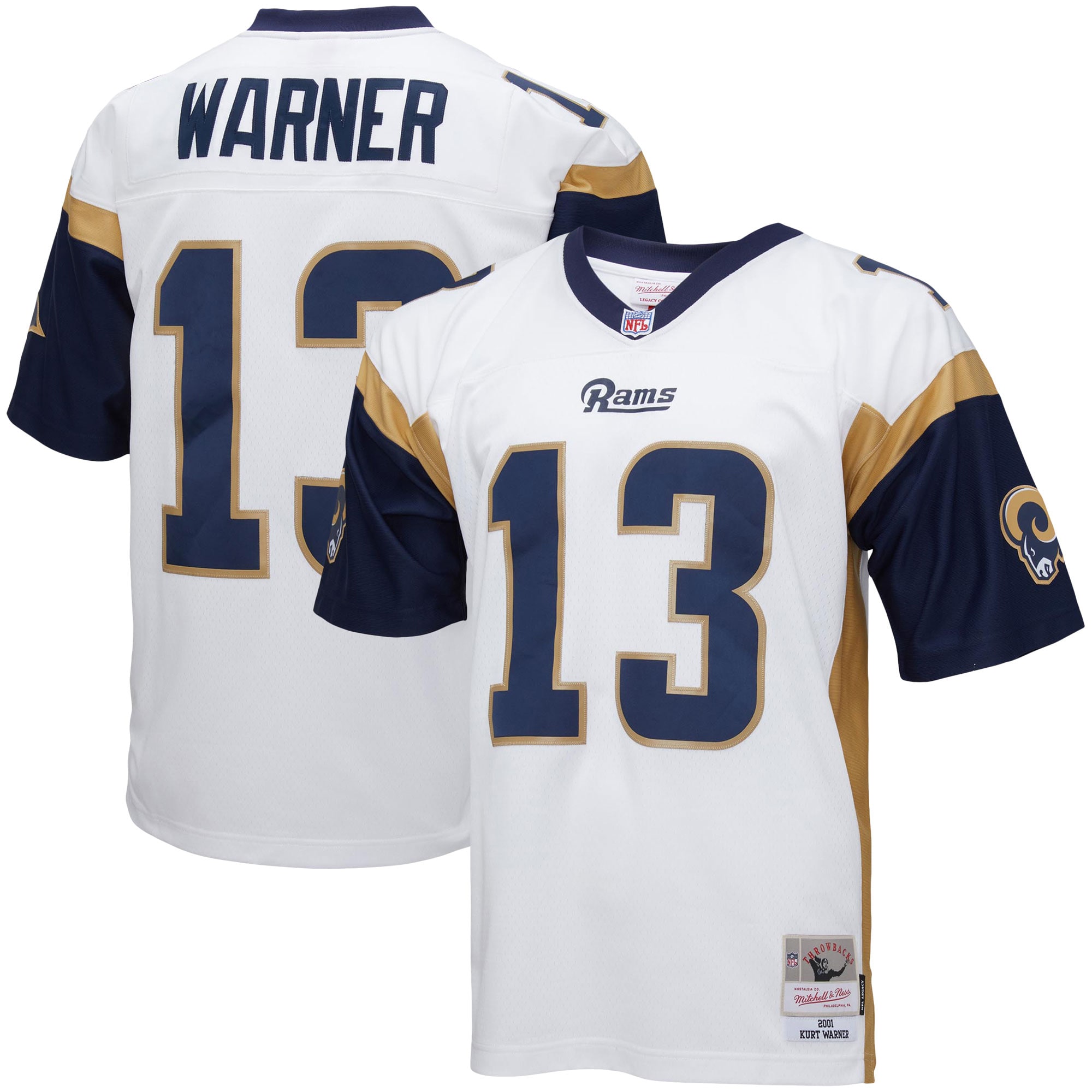 Kurt Warner Los Angeles Rams Mitchell & Ness Big & Tall 2001 Retired Player Replica Jersey - White - vstockx