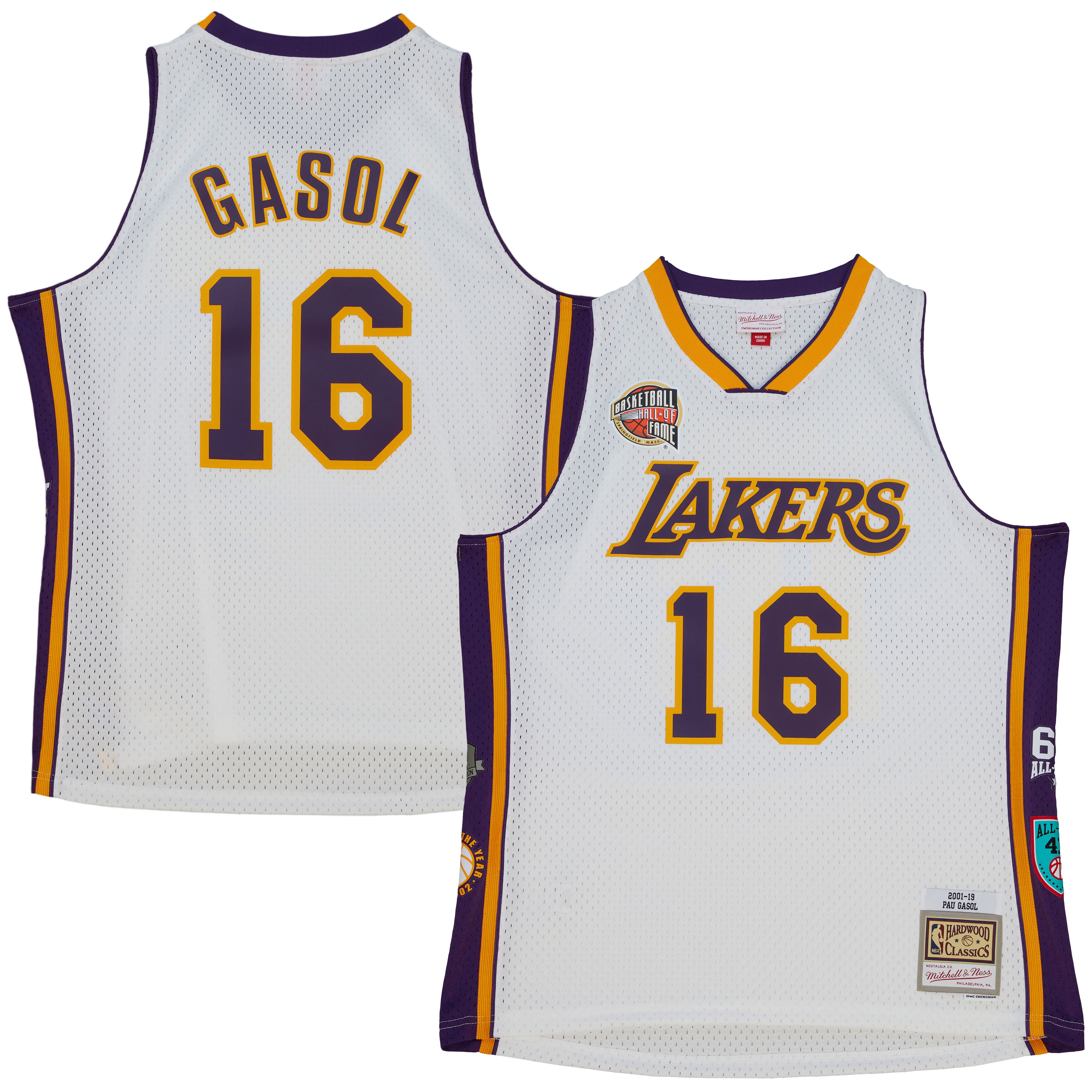 Pau Gasol Los Angeles Lakers Mitchell & Ness Unisex Hall of Fame Class of 2023 Throwback Swingman Jersey - White - vstockx