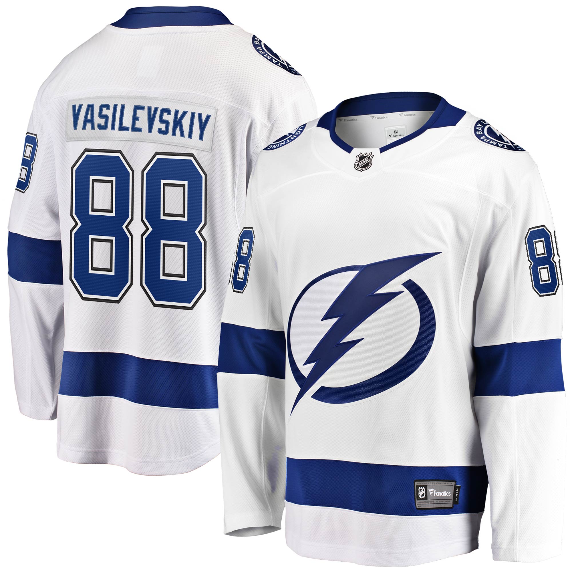 Andrei Vasilevskiy Tampa Bay Lightning Fanatics Branded Away Premier Breakaway Player Jersey - White - vstockx