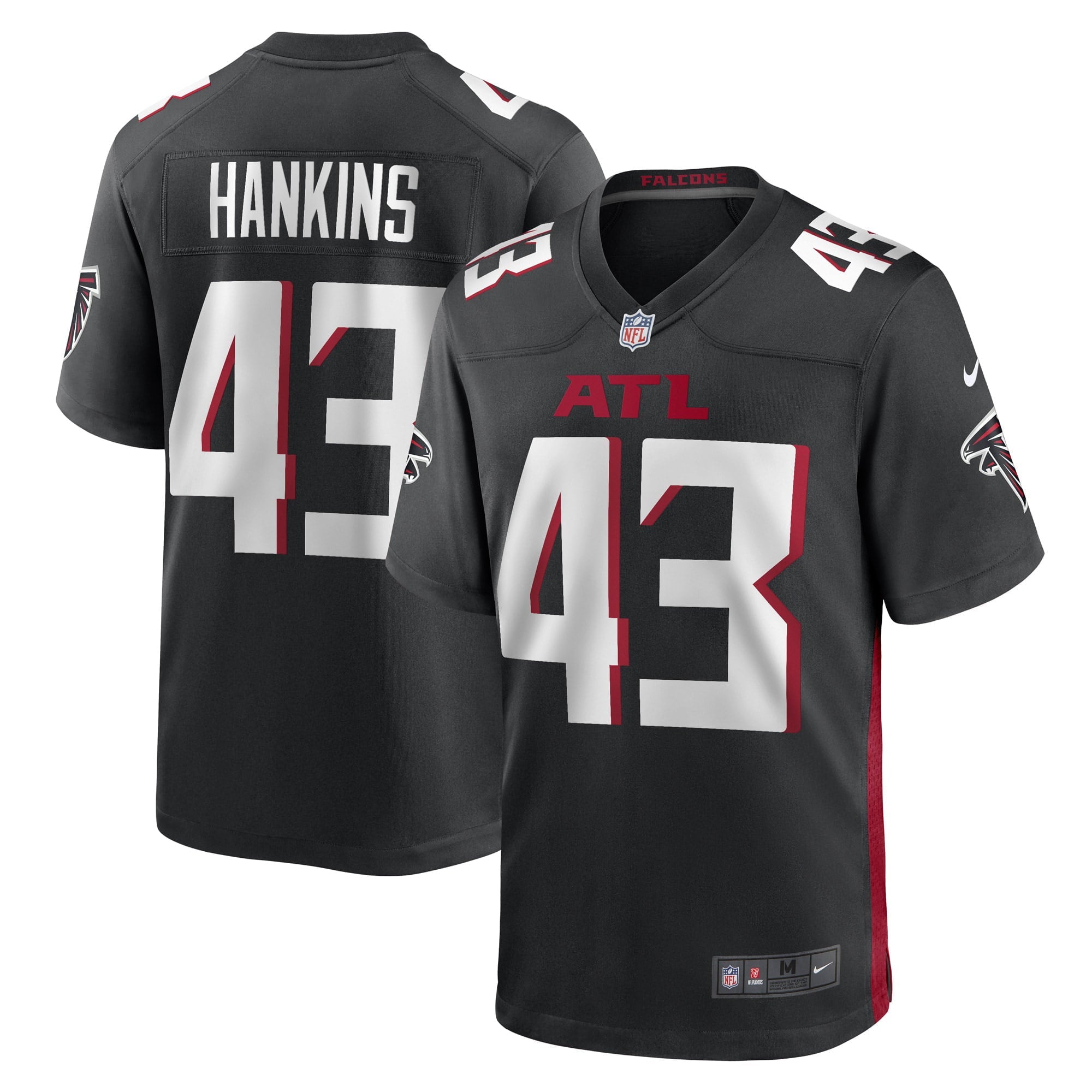 Men's Nike Black Matt Hankins Atlanta Falcons Game Player Jersey - vstockx