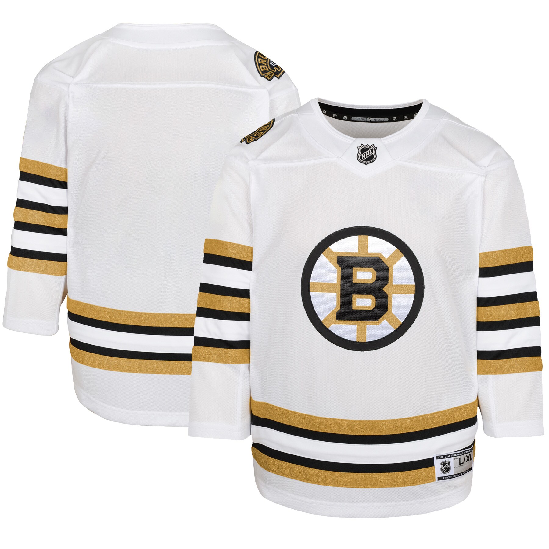 Boston Bruins Youth 100th Anniversary Premier Jersey - White - vstockx