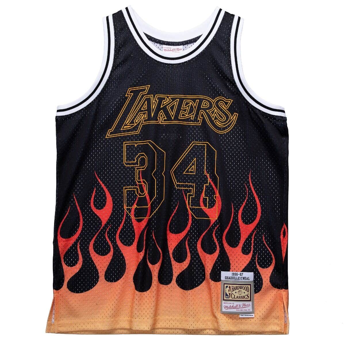 Flames Swingman Shaquille O'Neal Los Angeles Lakers 1996-97 Jersey - vstockx