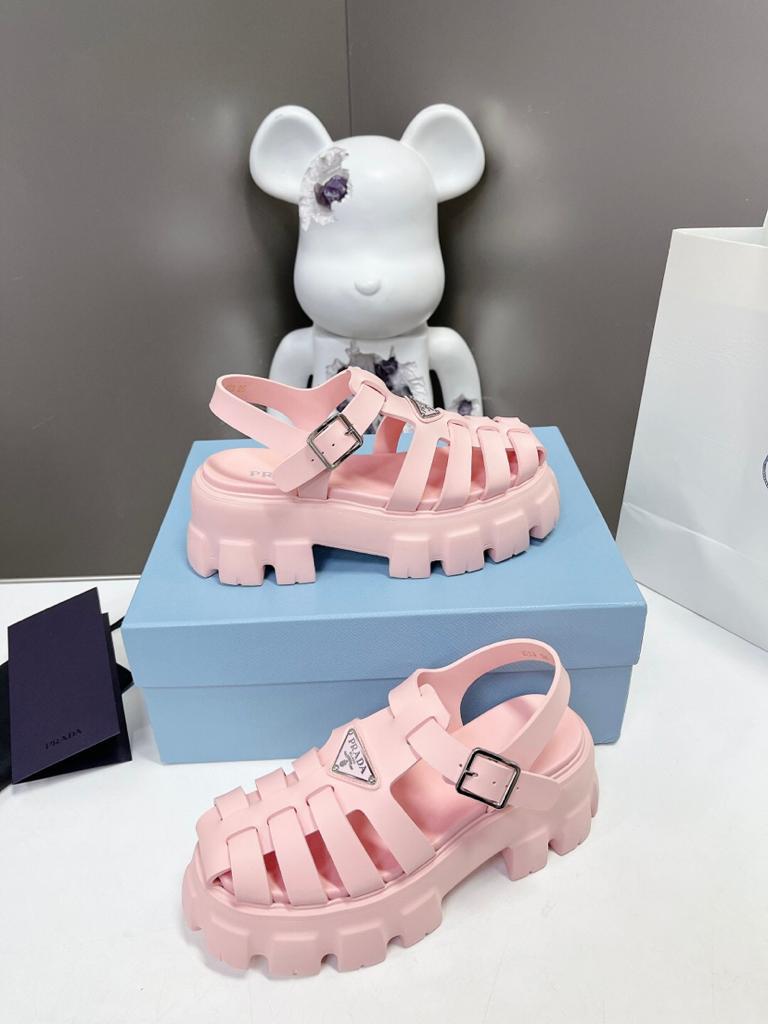 Prada Monolith Foam Rubber 55mm Sandals Alabaster Pink - vstockx