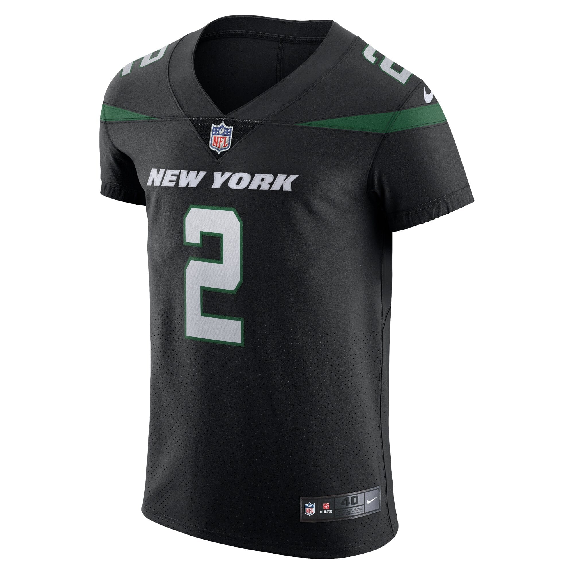 Men's Nike Zach Wilson Stealth Black New York Jets Vapor Elite Jersey - vstockx