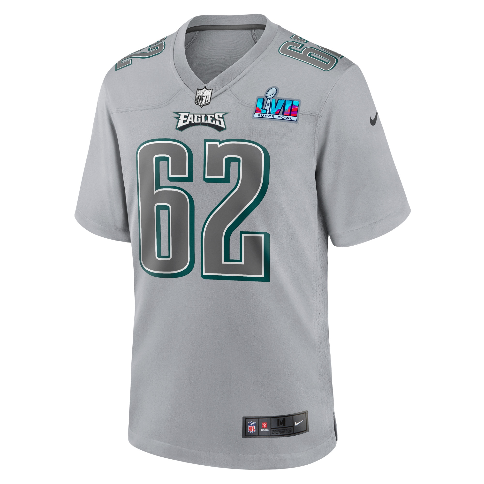 Jason Kelce Philadelphia Eagles Nike Youth Super Bowl LVII Patch Atmosphere Fashion Game Jersey - Gray - vstockx
