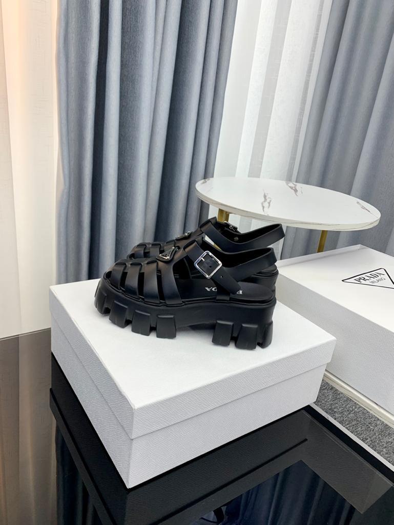 Prada Monolith Foam Rubber 55mm Sandals Black - vstockx
