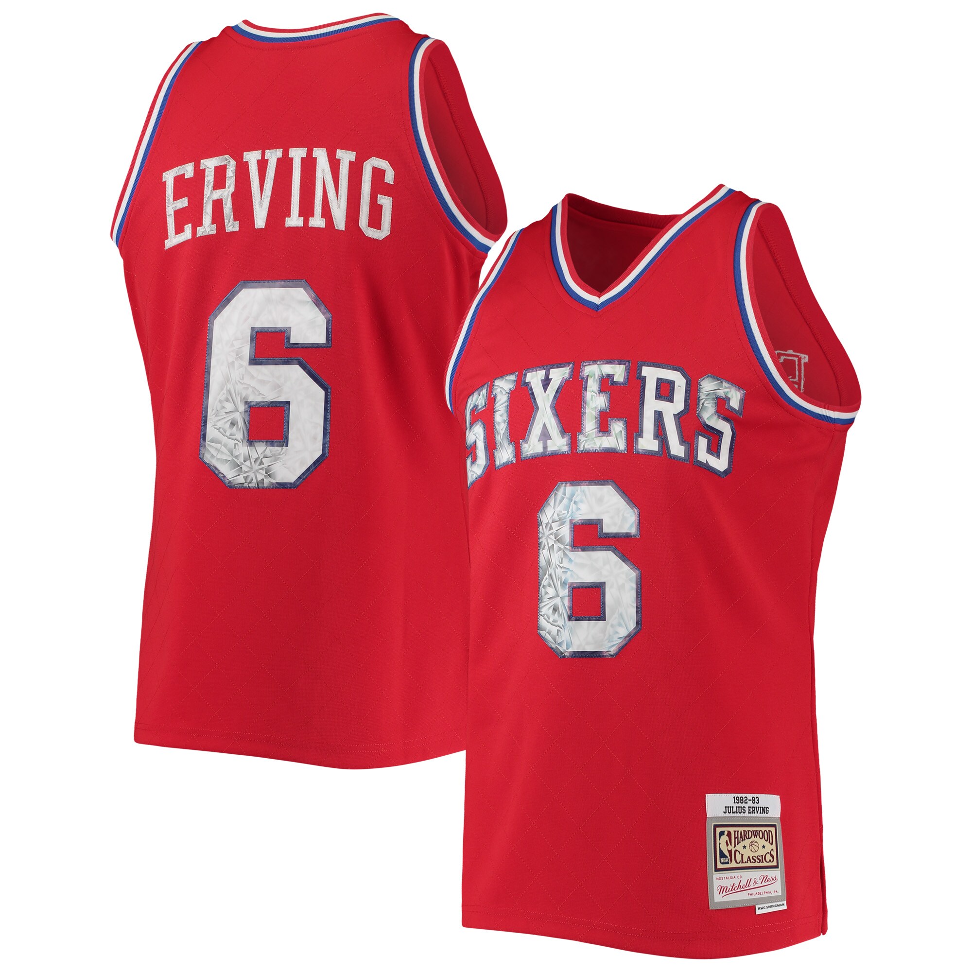 Julius Erving Philadelphia 76ers Mitchell & Ness 1996-97 Hardwood Classics NBA 75th Anniversary Diamond Swingman Jersey - Red - vstockx