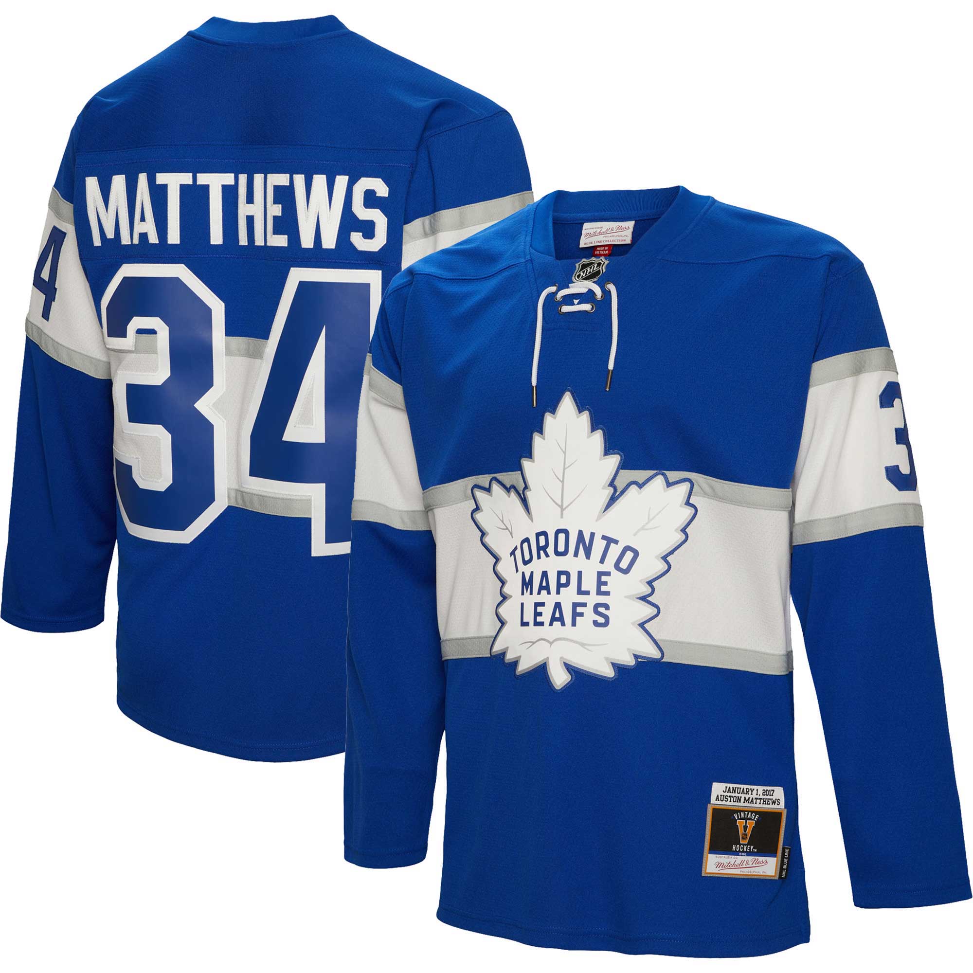 Auston Matthews Toronto Maple Leafs Mitchell & Ness 2017 Blue Line Player Jersey - Blue - vstockx