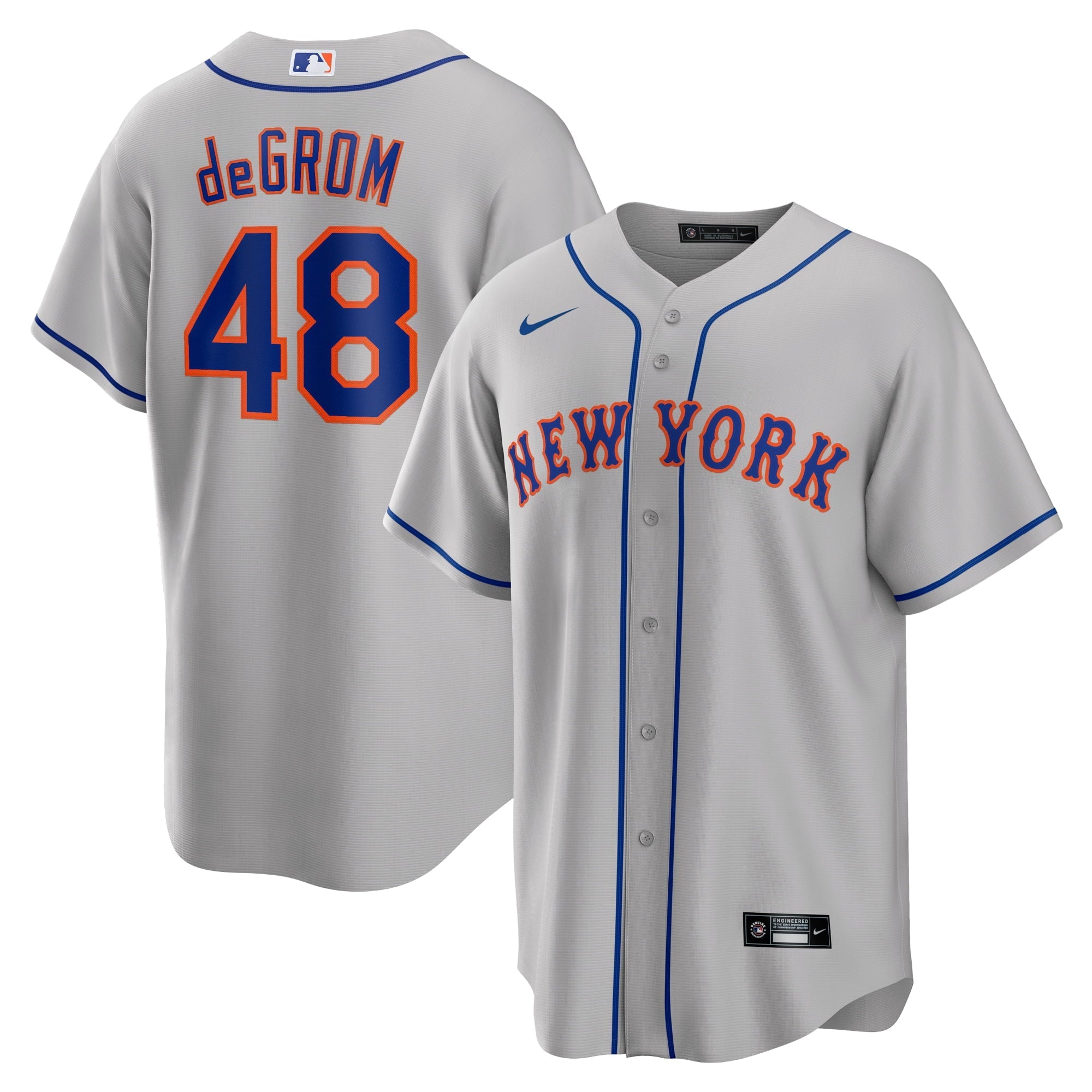 Men's Nike Jacob deGrom Gray New York Mets Road Replica Player Name Jersey - vstockx