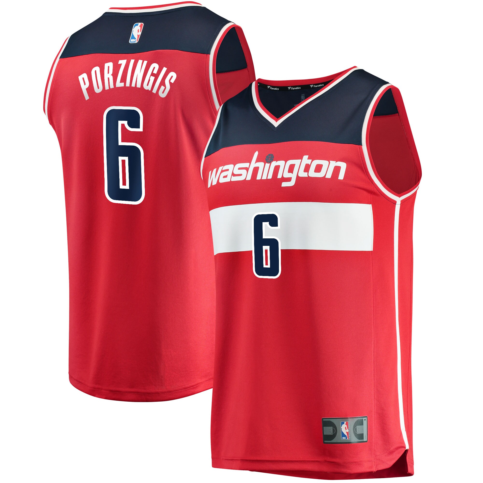 Kristaps Porzingis Washington Wizards Fanatics Branded 2021/22 Fast Break Replica Jersey - Icon Edition - Red - vstockx