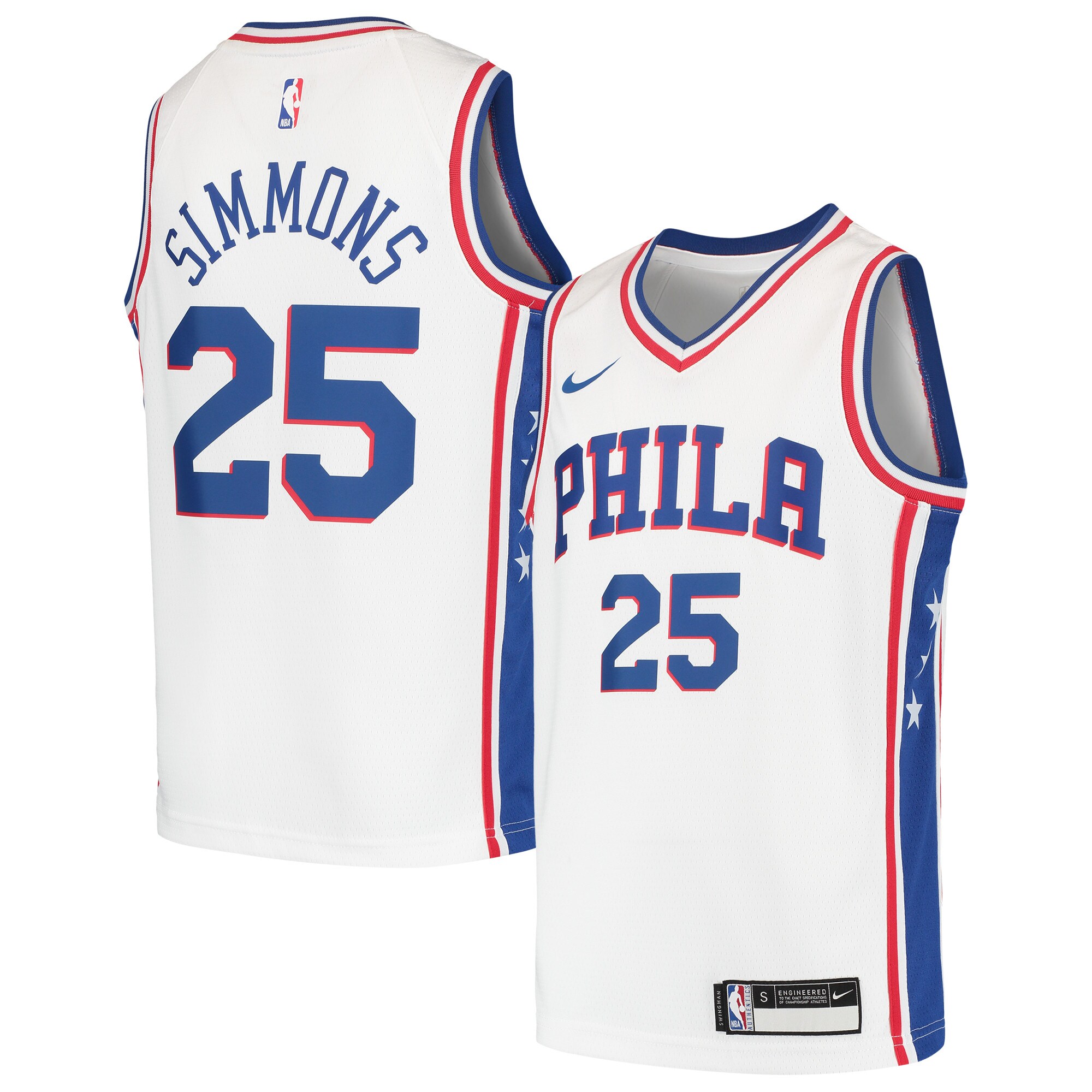 Ben Simmons Philadelphia 76ers Nike Youth Swingman Jersey - White - vstockx