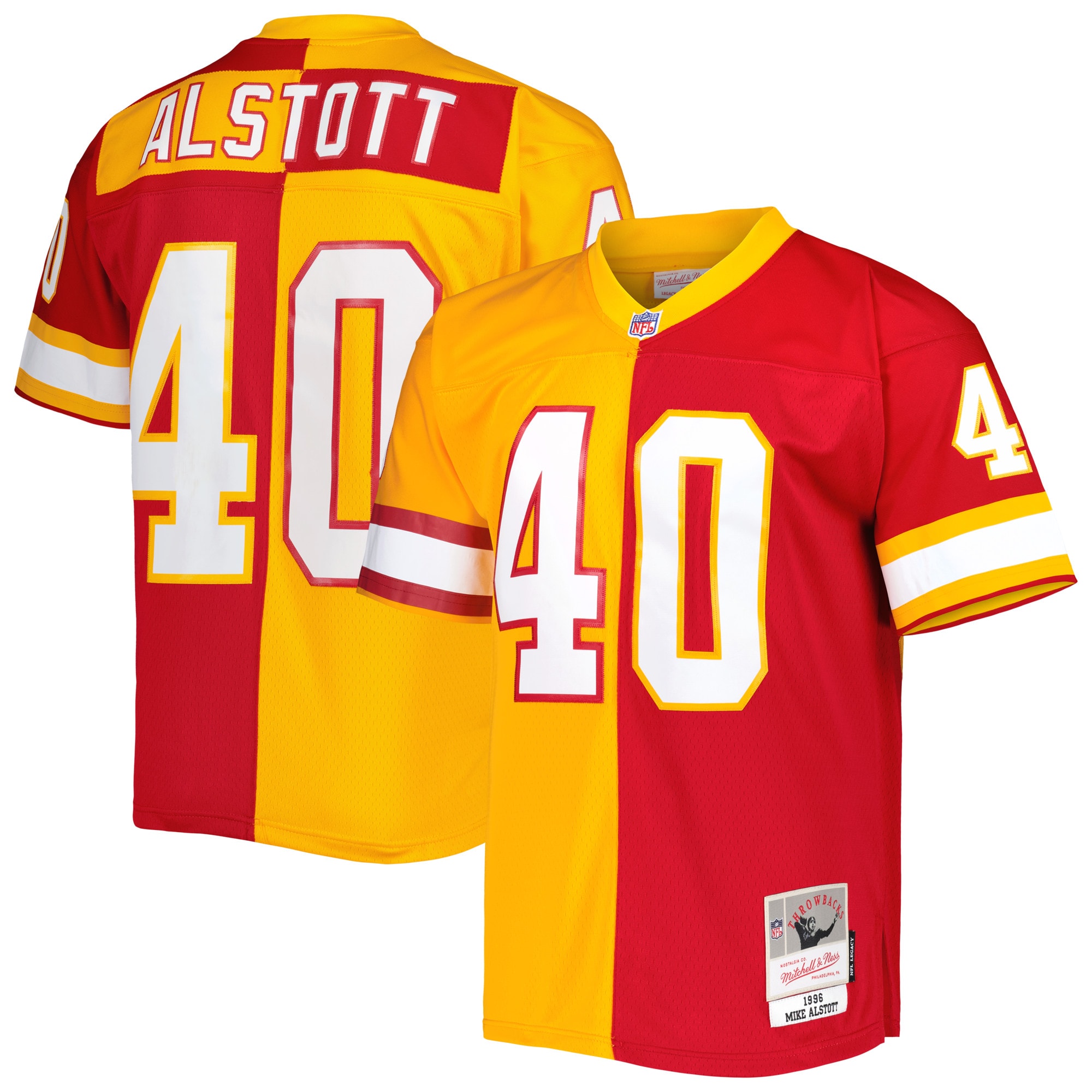 Mike Alstott Tampa Bay Buccaneers Mitchell & Ness 1996 Split Legacy Replica Jersey - Orange/Red - vstockx