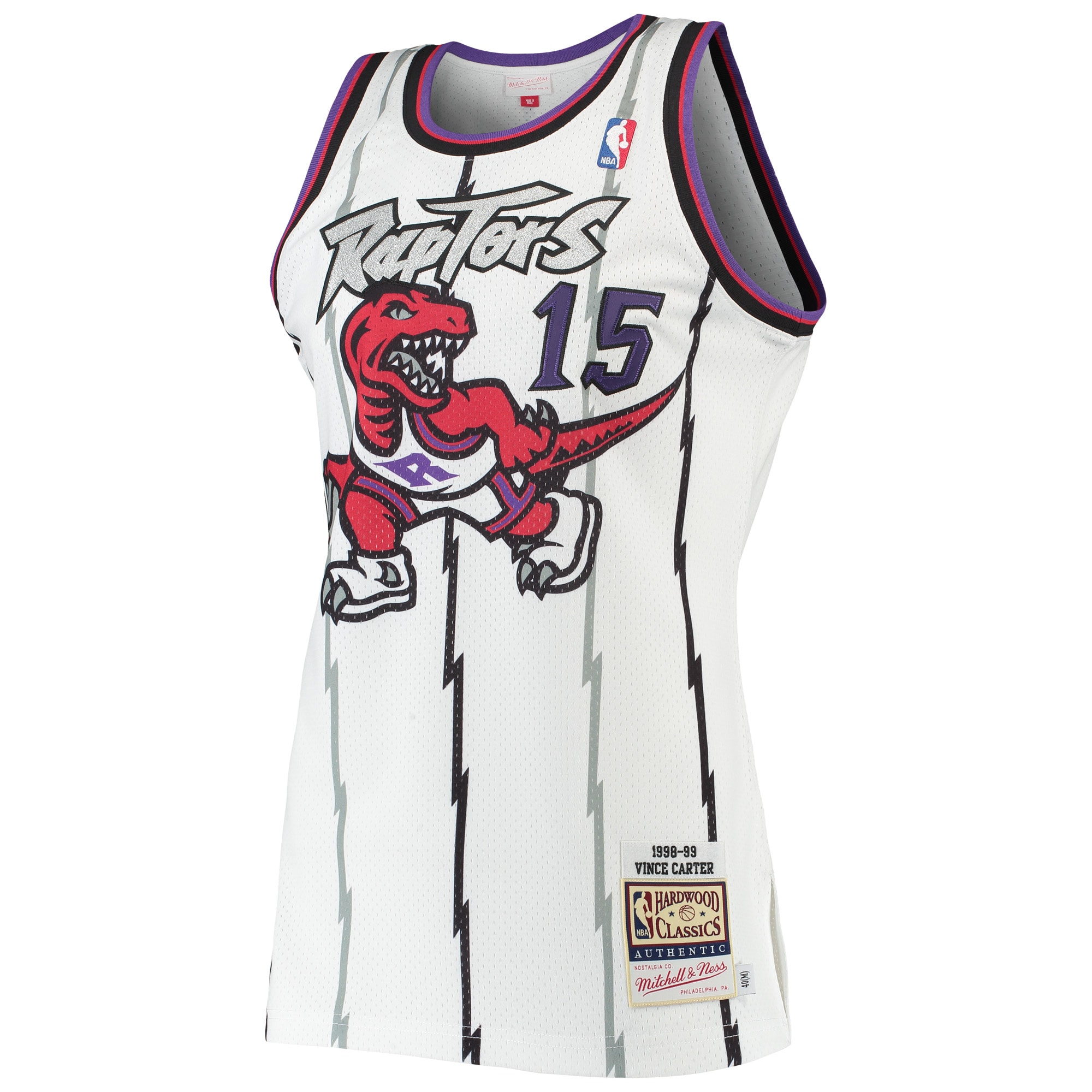 Vince Carter Toronto Raptors Mitchell & Ness Hardwood Classics 1998-99 Authentic Jersey - White - vstockx