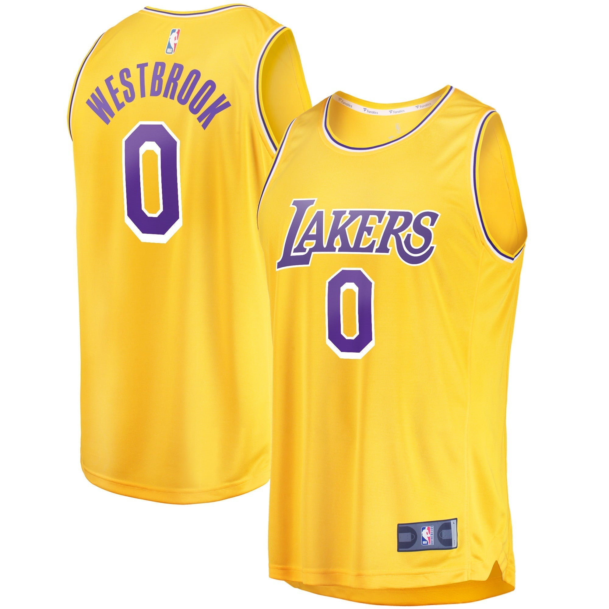 Men's Fanatics Branded Russell Westbrook Gold Los Angeles Lakers 2020/21 Fast Break Player Jersey - Icon Edition - vstockx