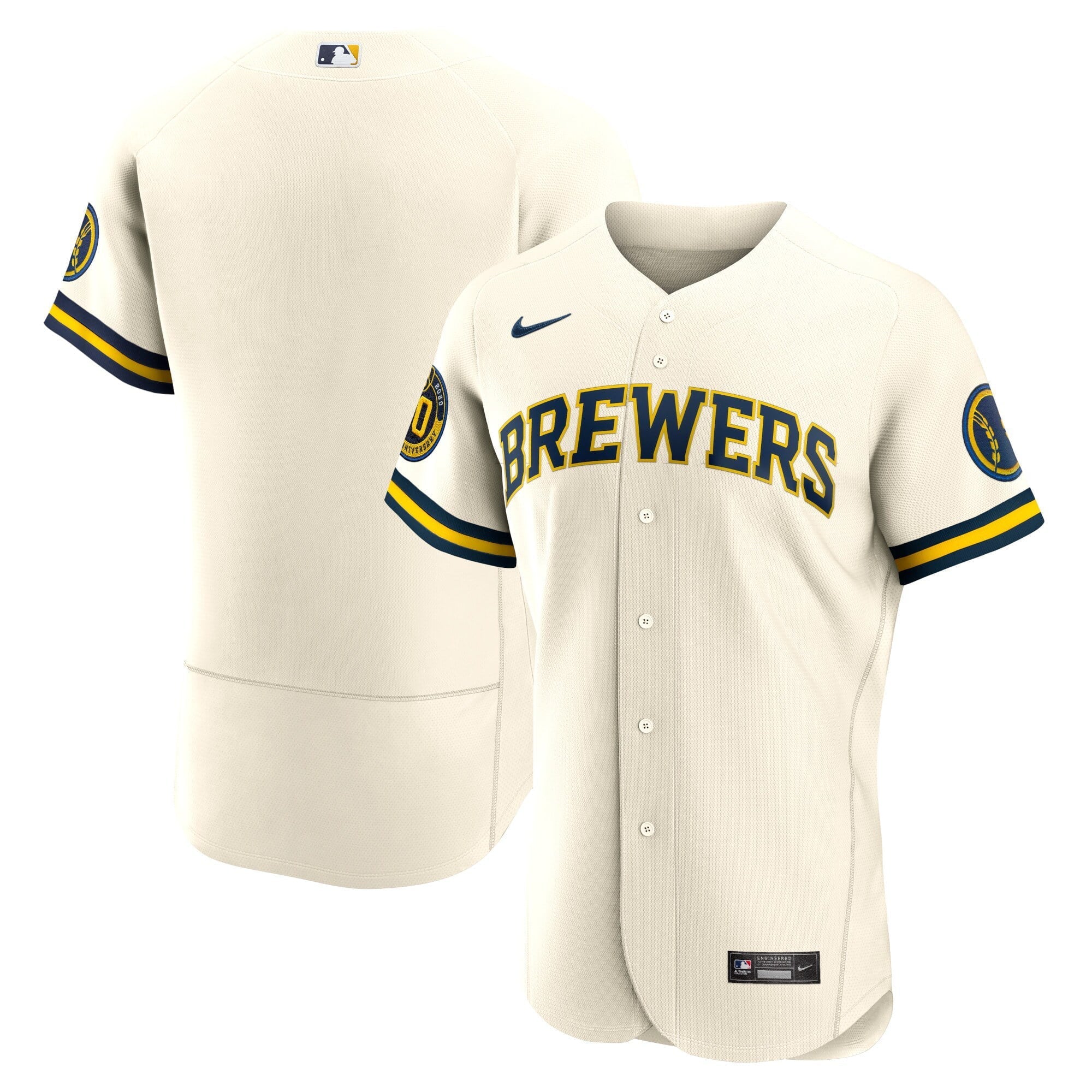 Men's Nike Cream Milwaukee Brewers Home Authentic Team Jersey - vstockx