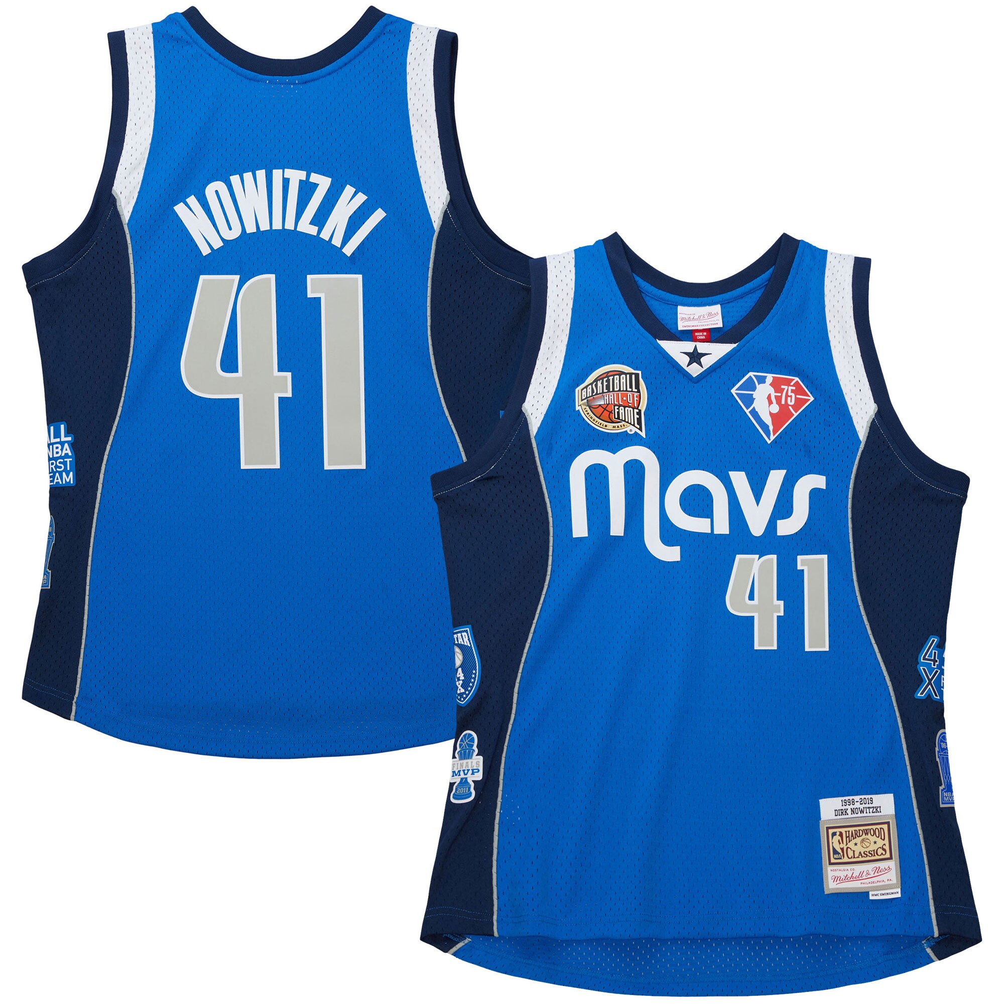 Dirk Nowitzki Dallas Mavericks Mitchell & Ness Unisex Hall of Fame Class of 2023 Throwback Swingman Jersey - Blue - vstockx