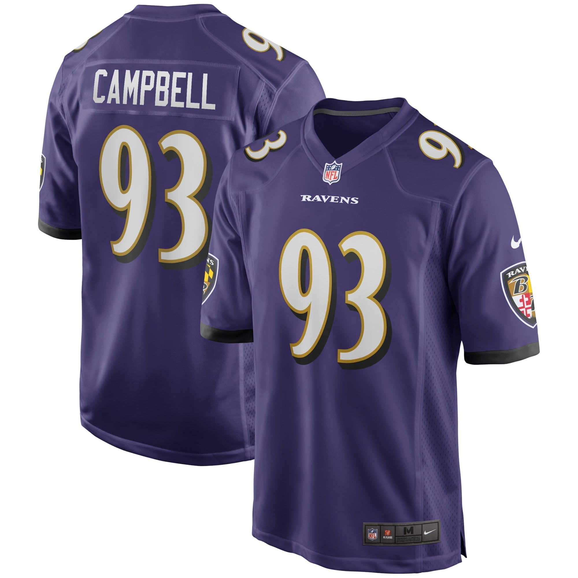 Men's Nike Calais Campbell Purple Baltimore Ravens Game Player Jersey - vstockx