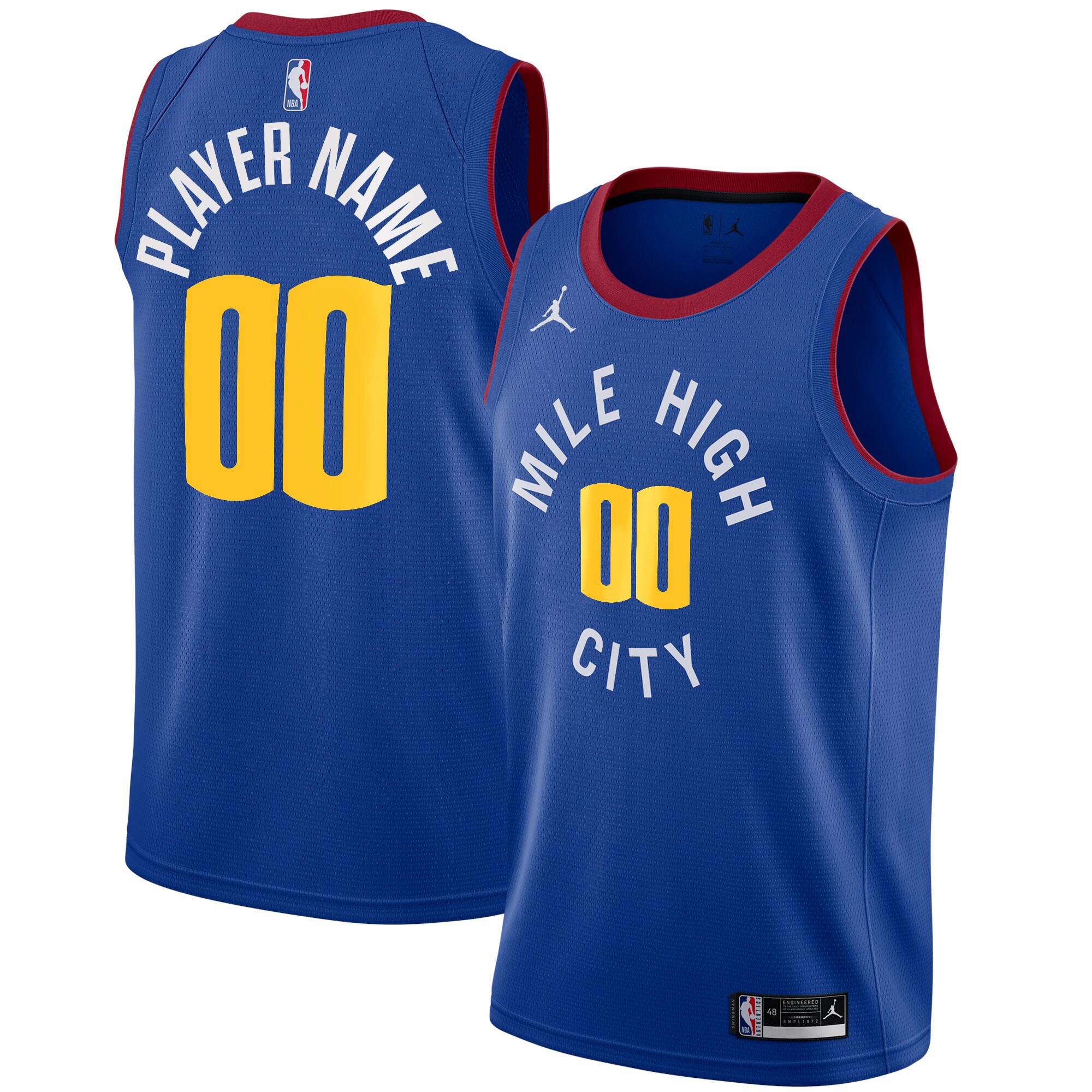 Denver Nuggets Jordans Brand Swingman Custom Jersey - Statement Edition - Blue - vstockx