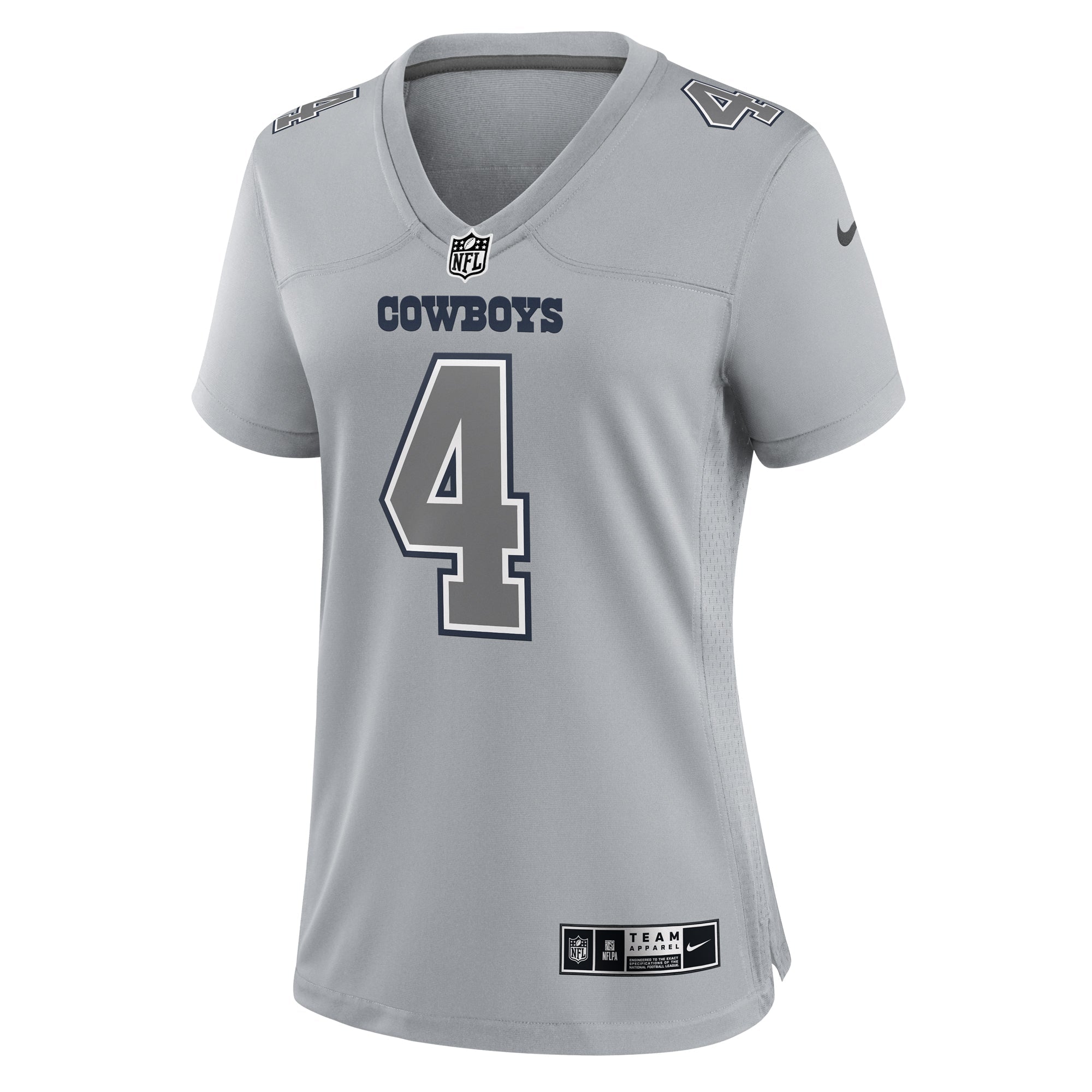 Women's Nike Dak Prescott Gray Dallas Cowboys Atmosphere Fashion Game Jersey - vstockx