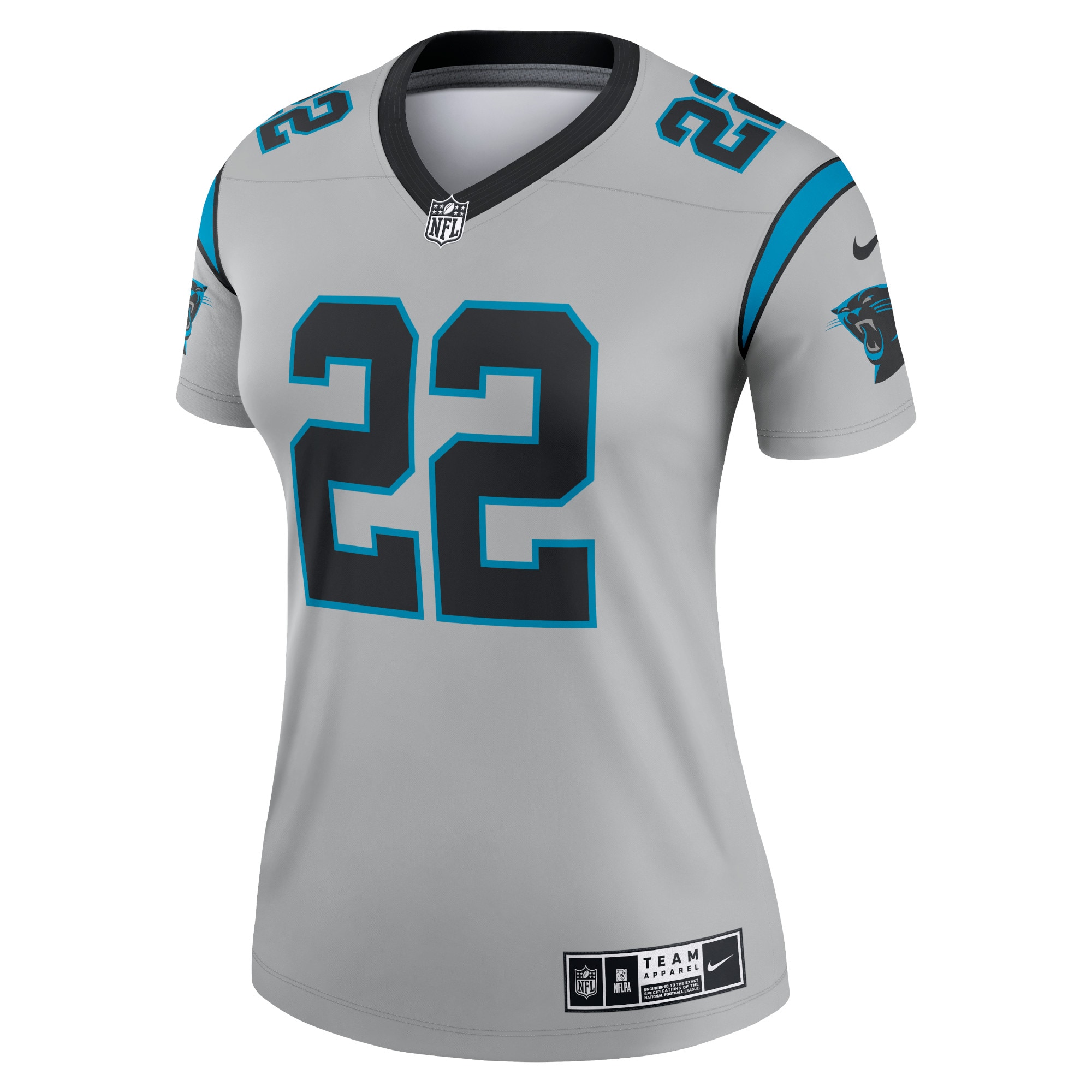 Christian McCaffrey Carolina Panthers Nike Women's Inverted Legend Jersey - Silver - vstockx