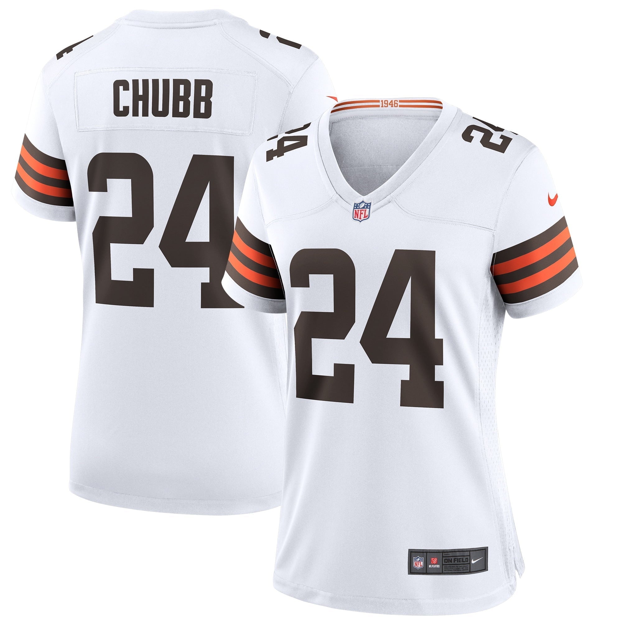 Women's Nike Nick Chubb White Cleveland Browns Game Jersey - vstockx