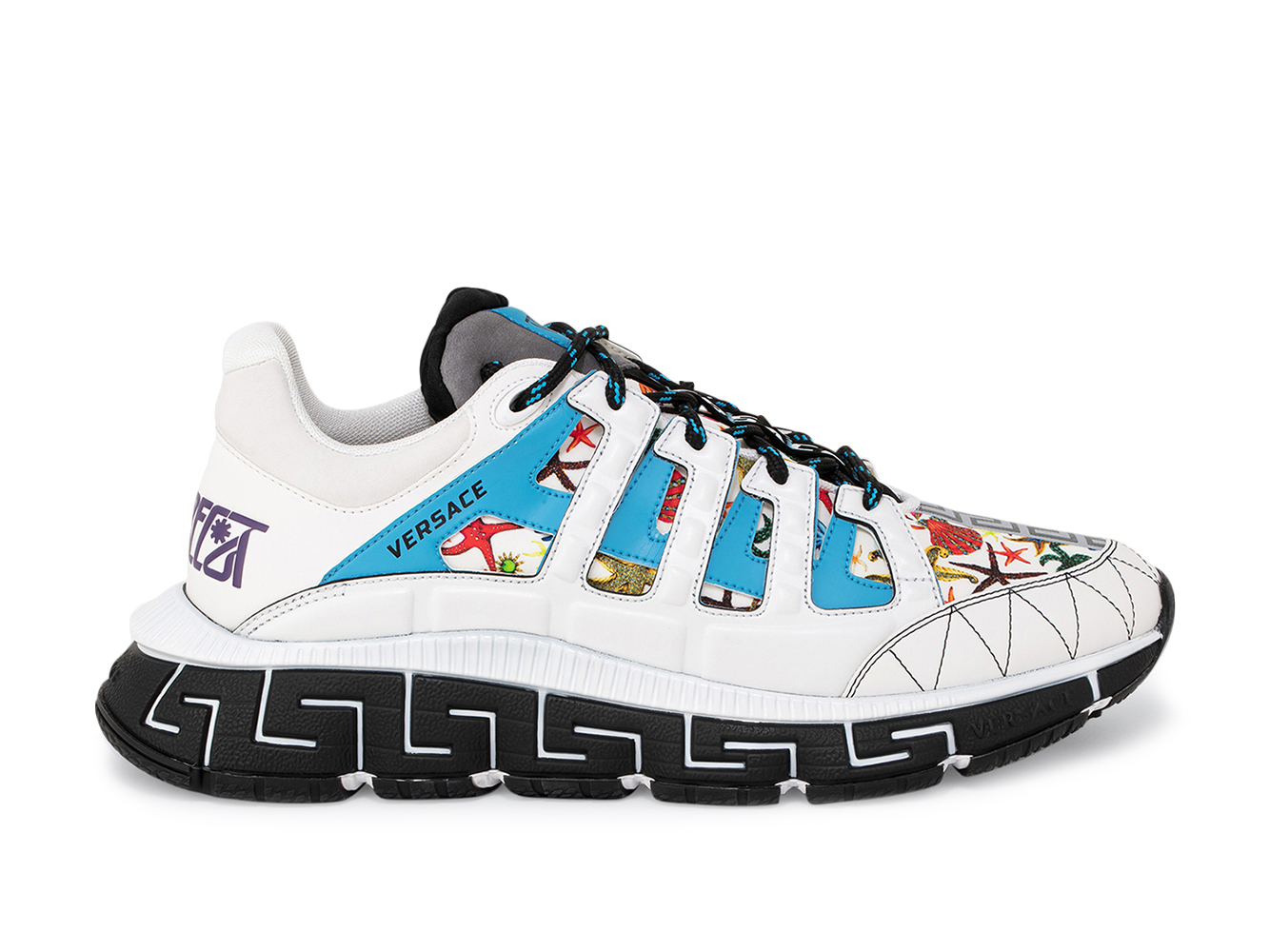 Versace Trigreca Tresor de la Mer Print White Blue Purple - vstockx